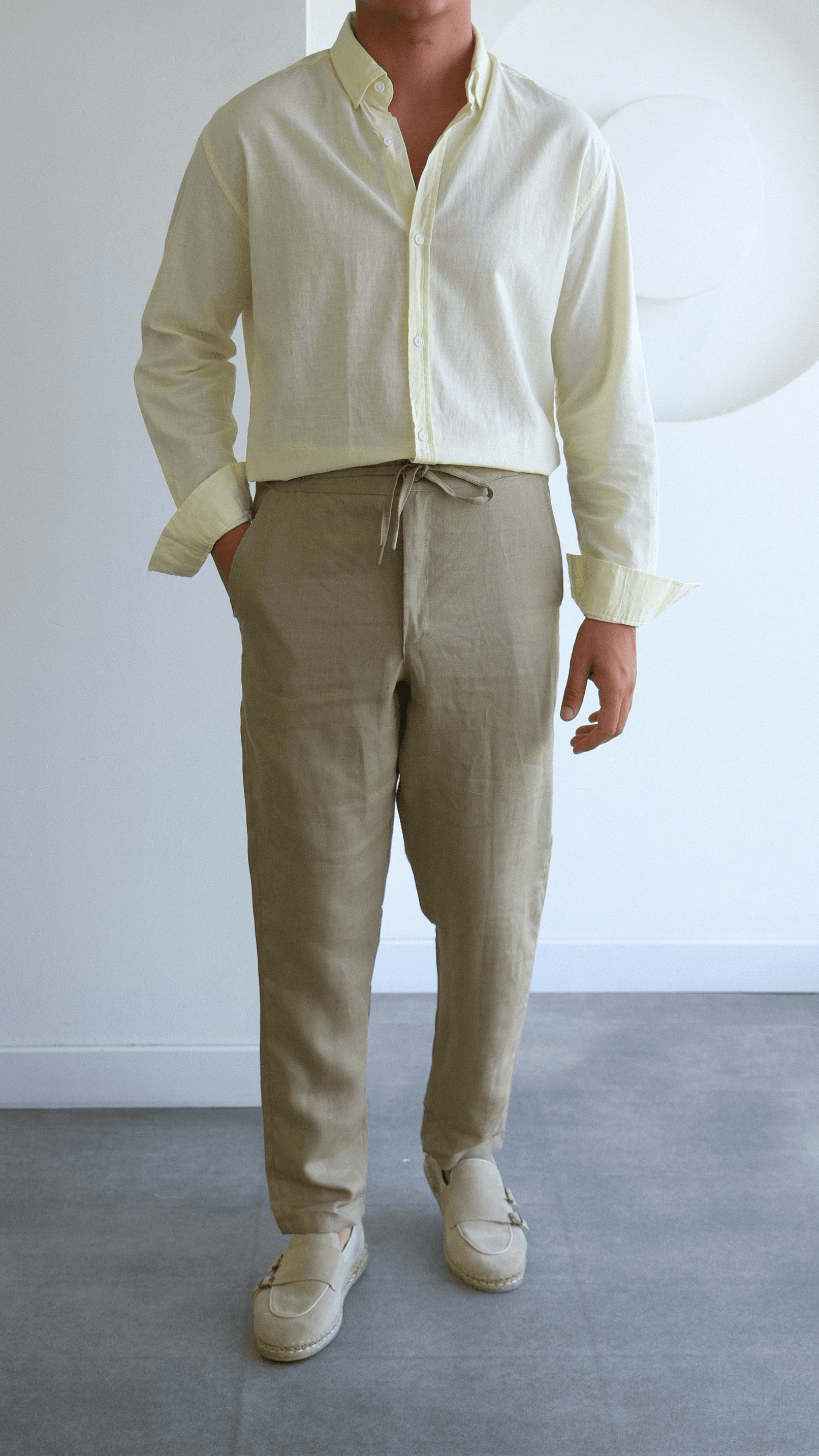 Regular Fit Haki Keten Pantolon