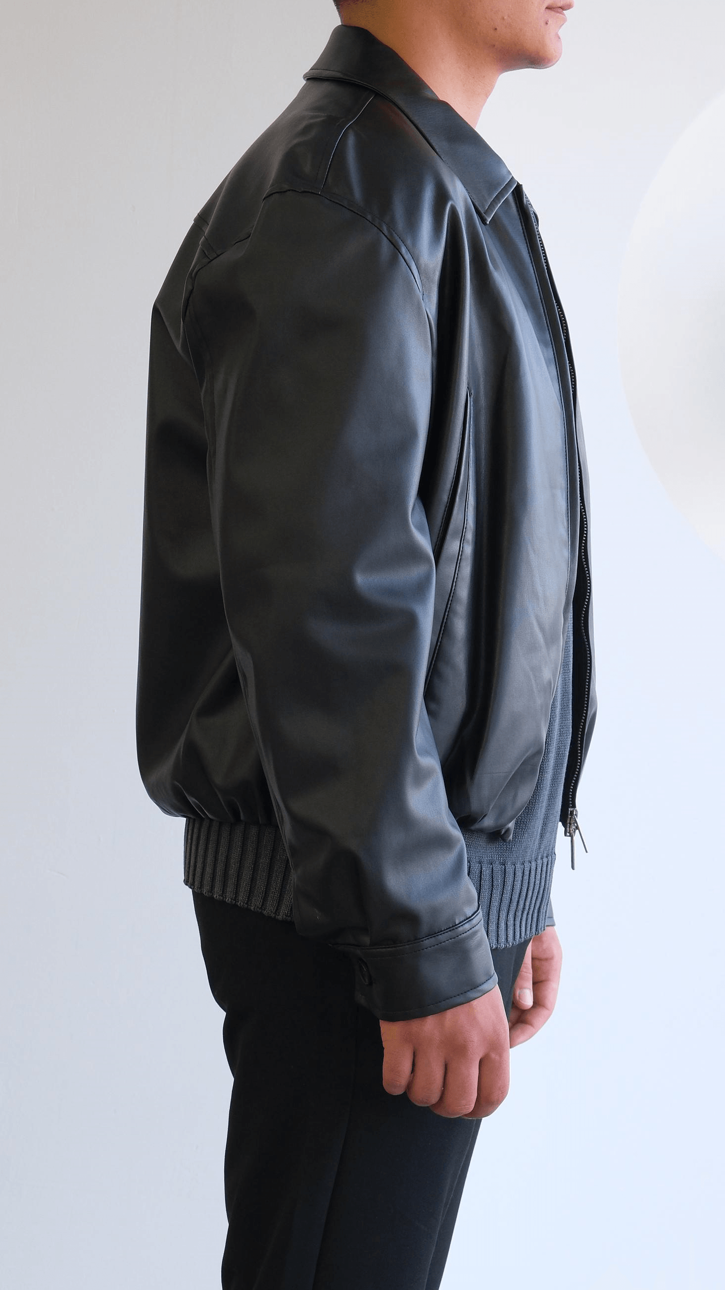 Deri Siyah Bomber Ceket