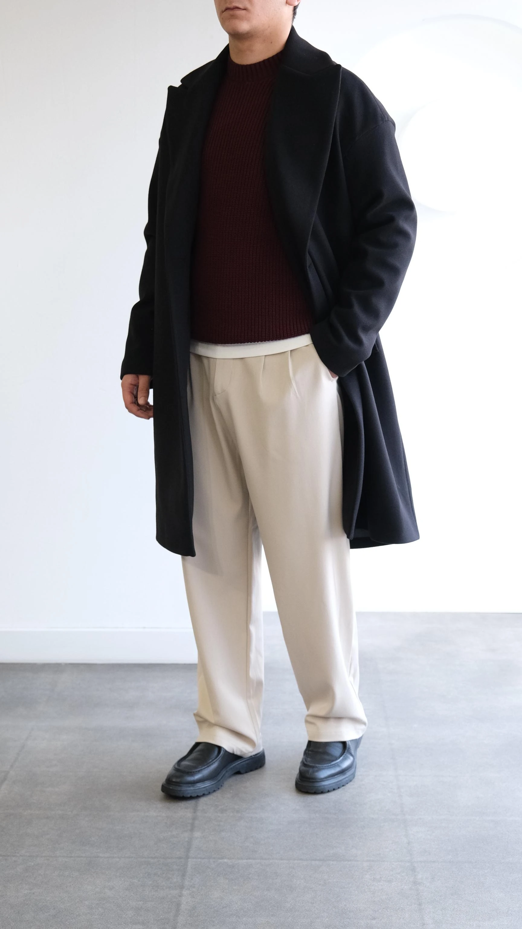 Siyah Kruvaze Kaşe Kaban