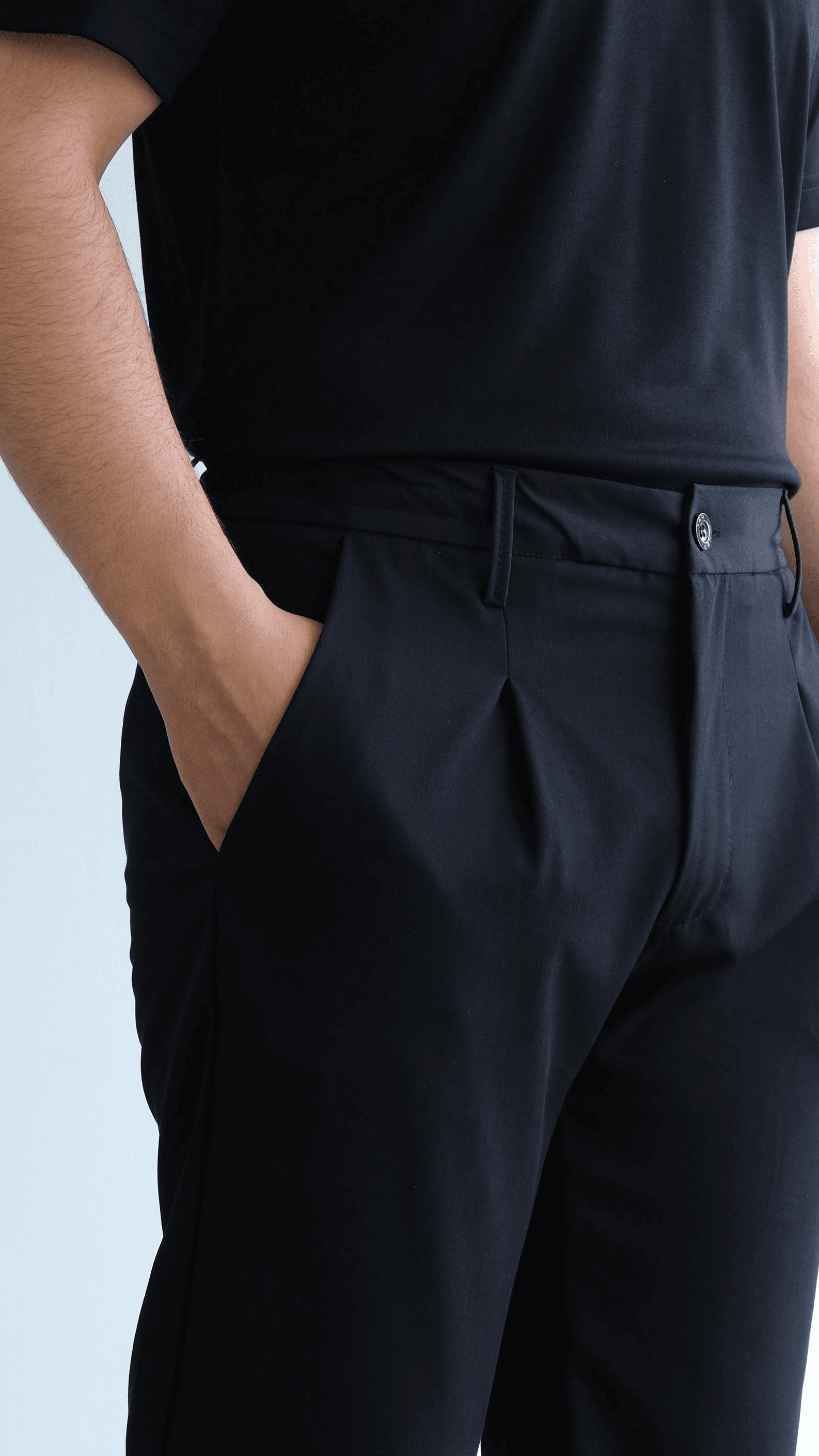 Siyah Pileli Baggy Kumaş Pantolon