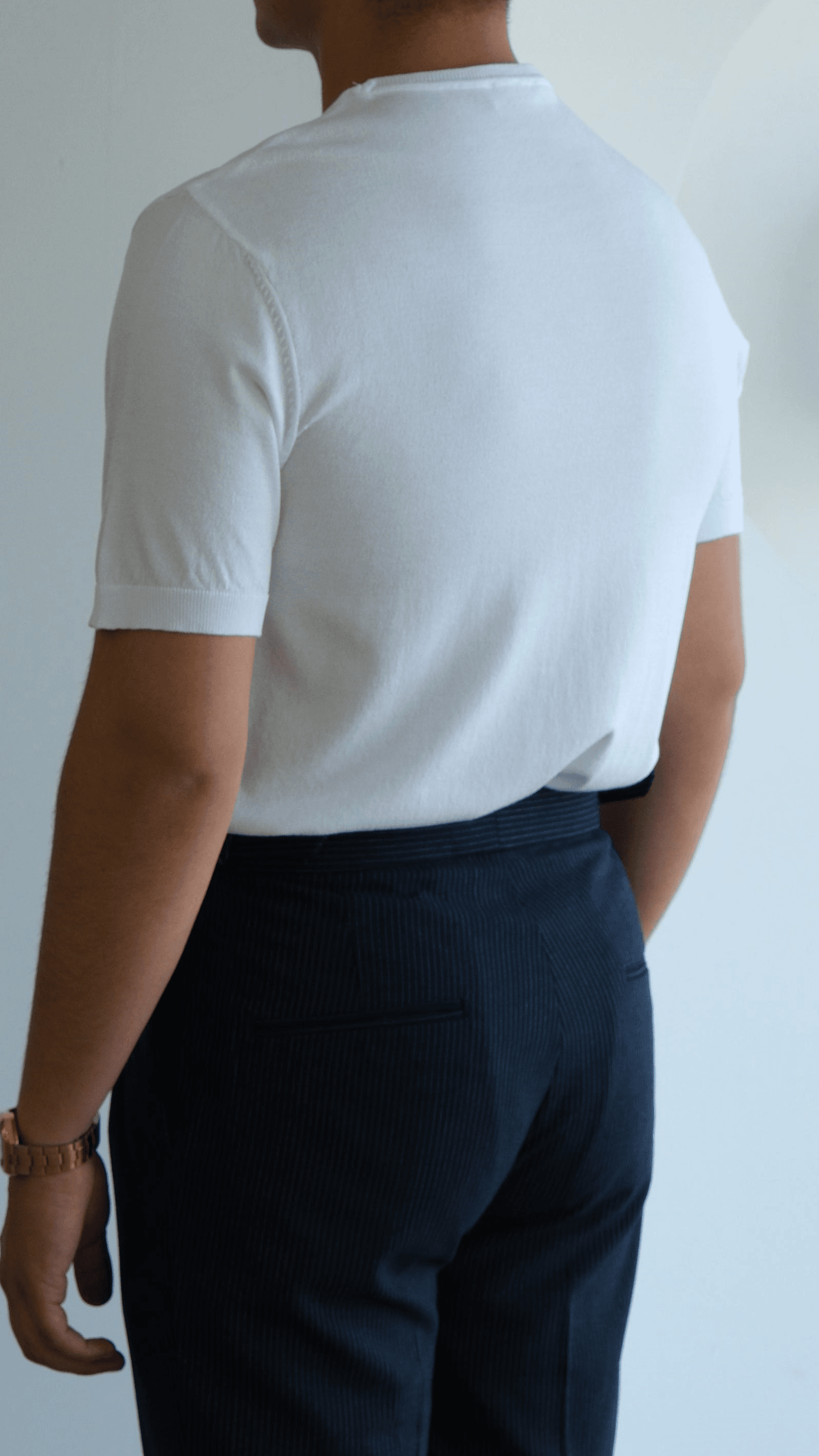 Beyaz Simit Yaka Triko Tshirt