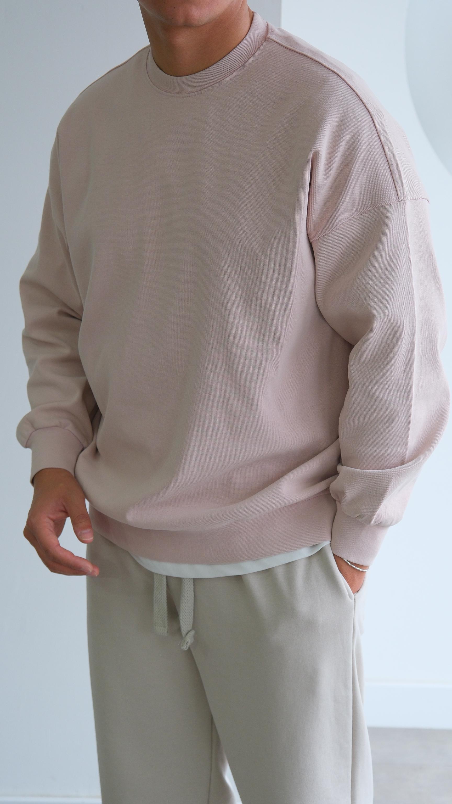 Bisiklet Yaka Toz Pembe Sweat