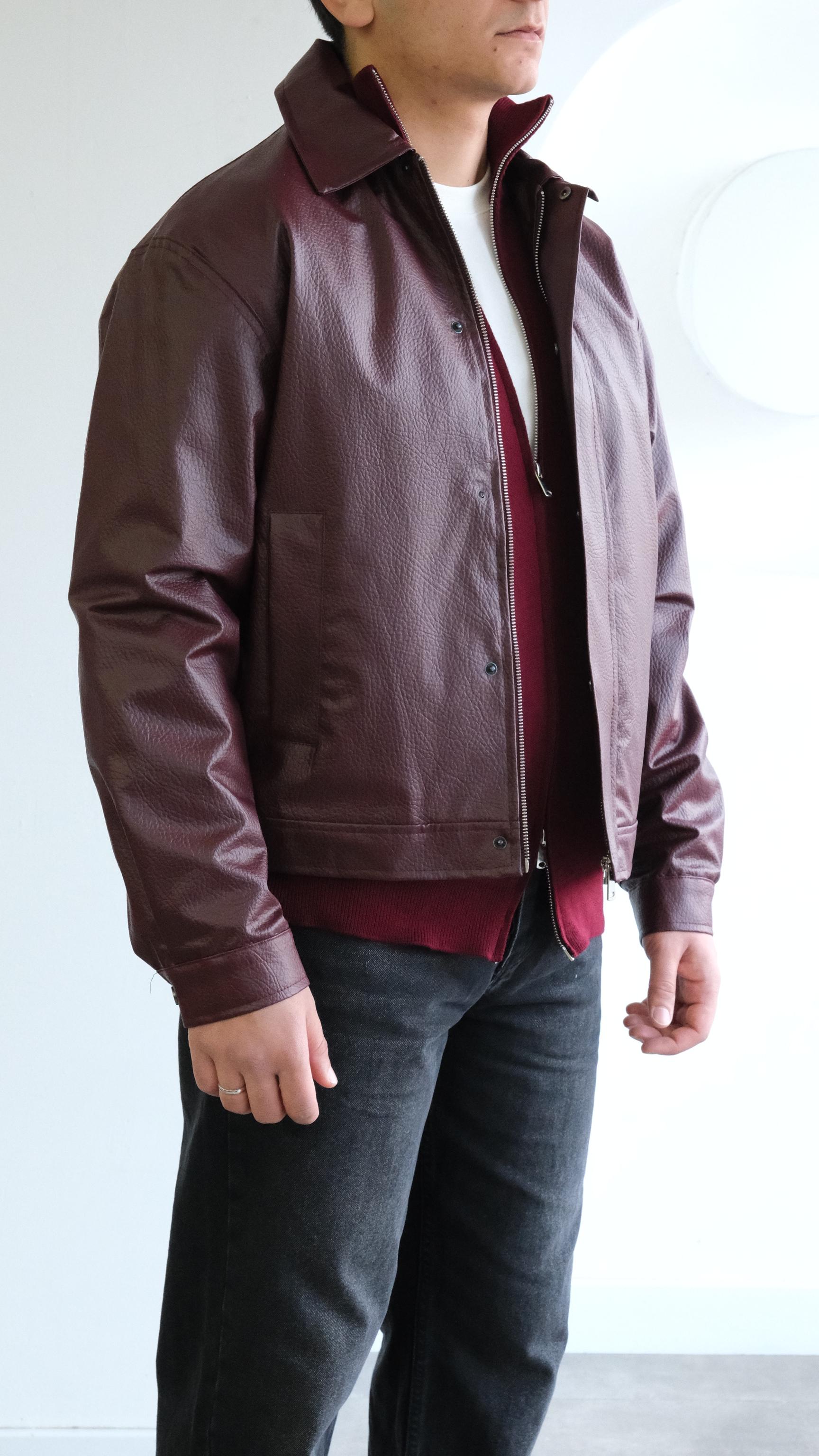 Bordo Dokulu Deri Ceket