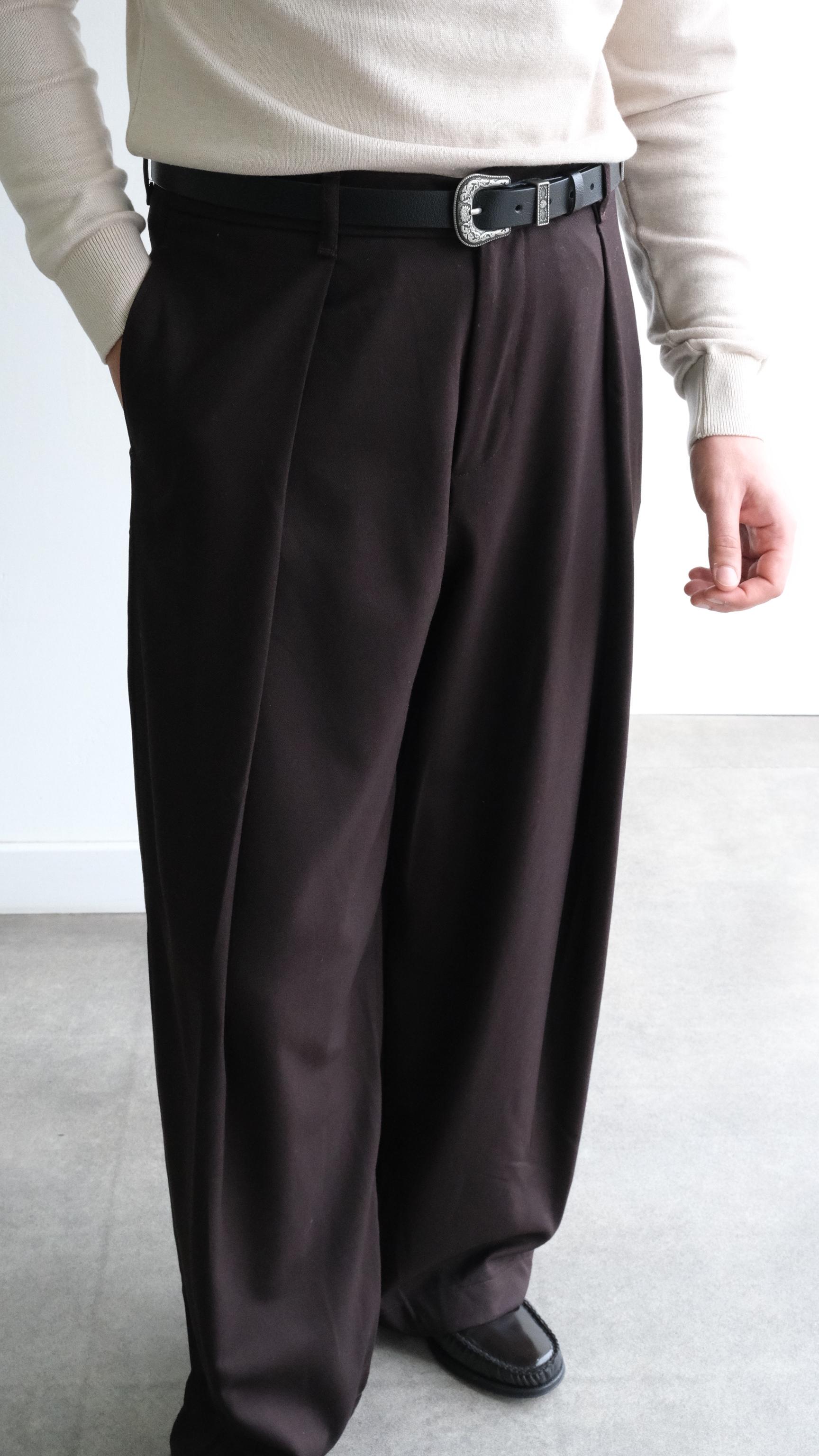 Acı Kahve Pileli Baggy Kumaş Pantolon