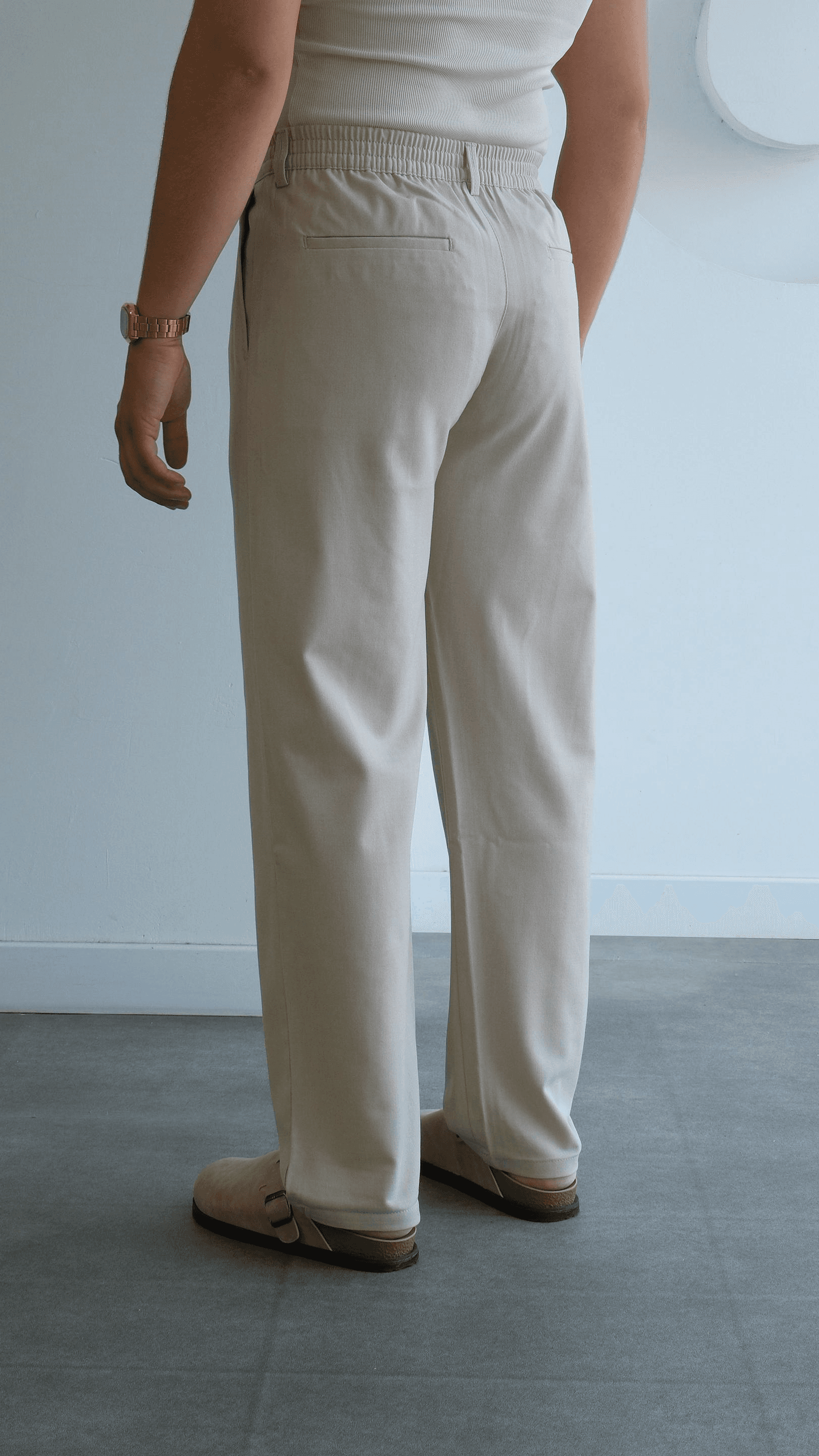Bej Baggy Kumaş Pantolon