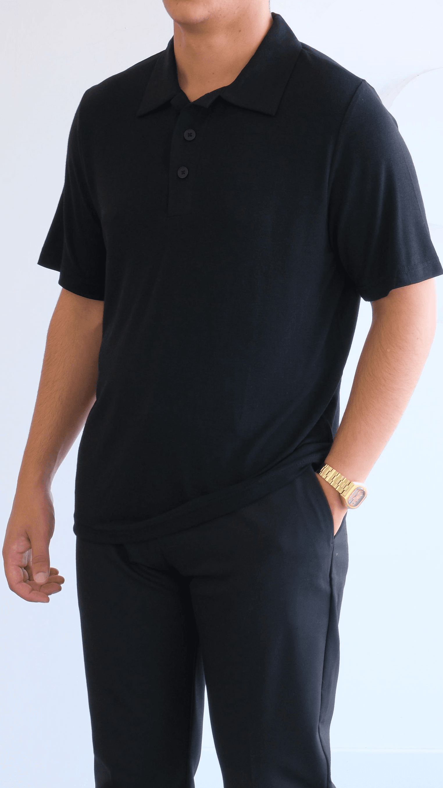 Siyah Penye Polo Yaka Tshirt
