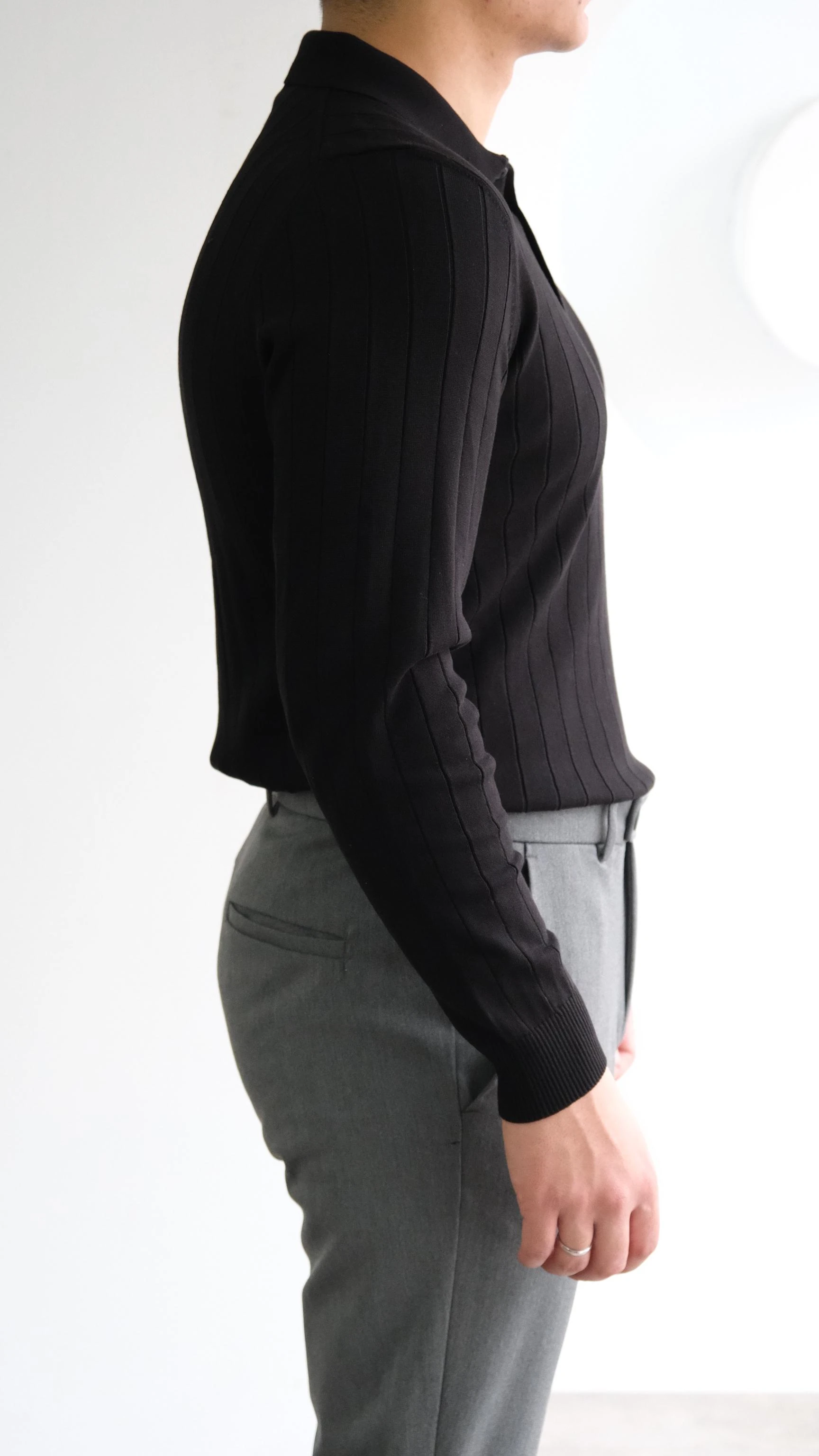 Polo Yaka Siyah Şeritli Triko