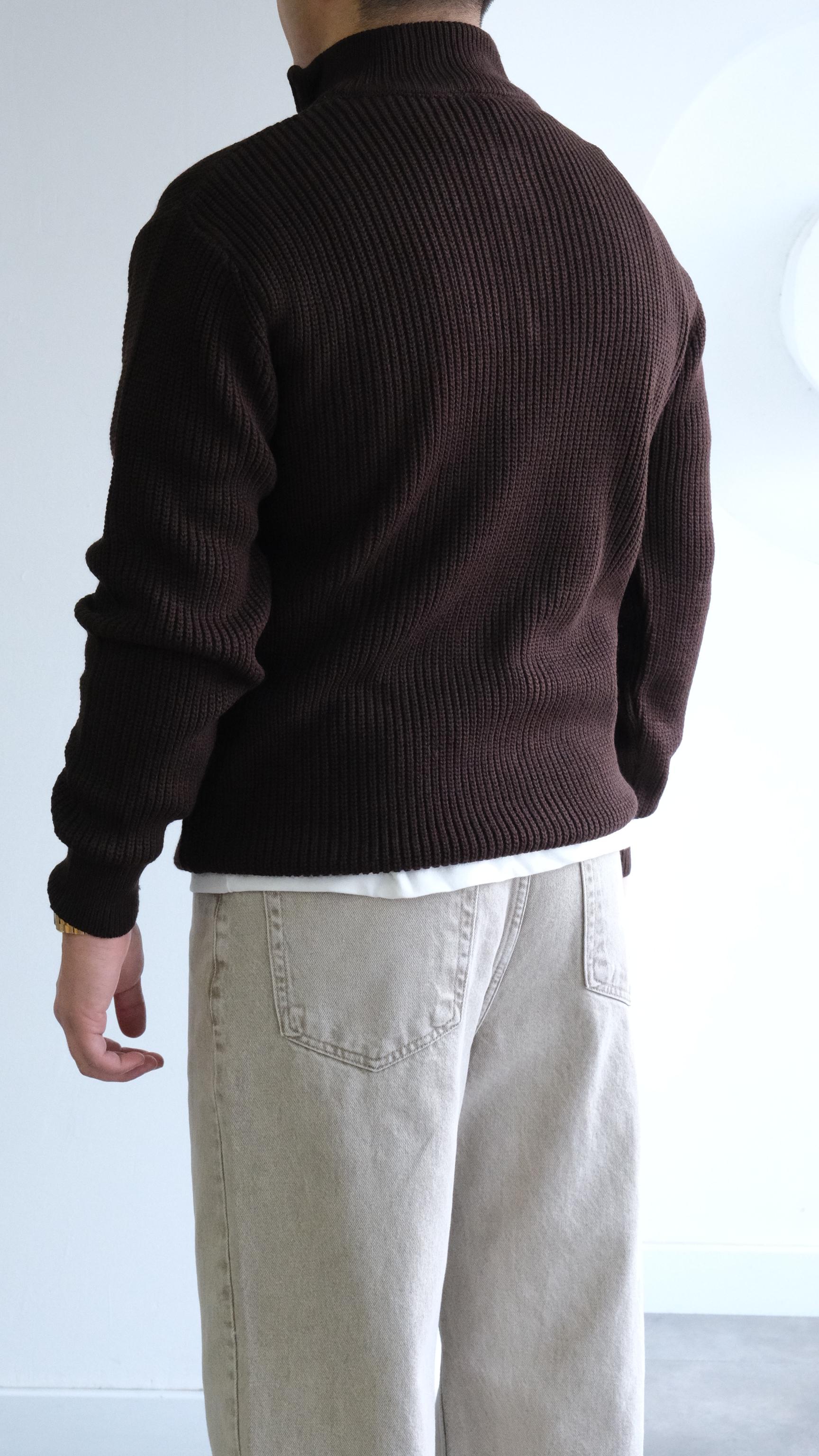 Kahve Balıkçı Yaka Örme Kazak