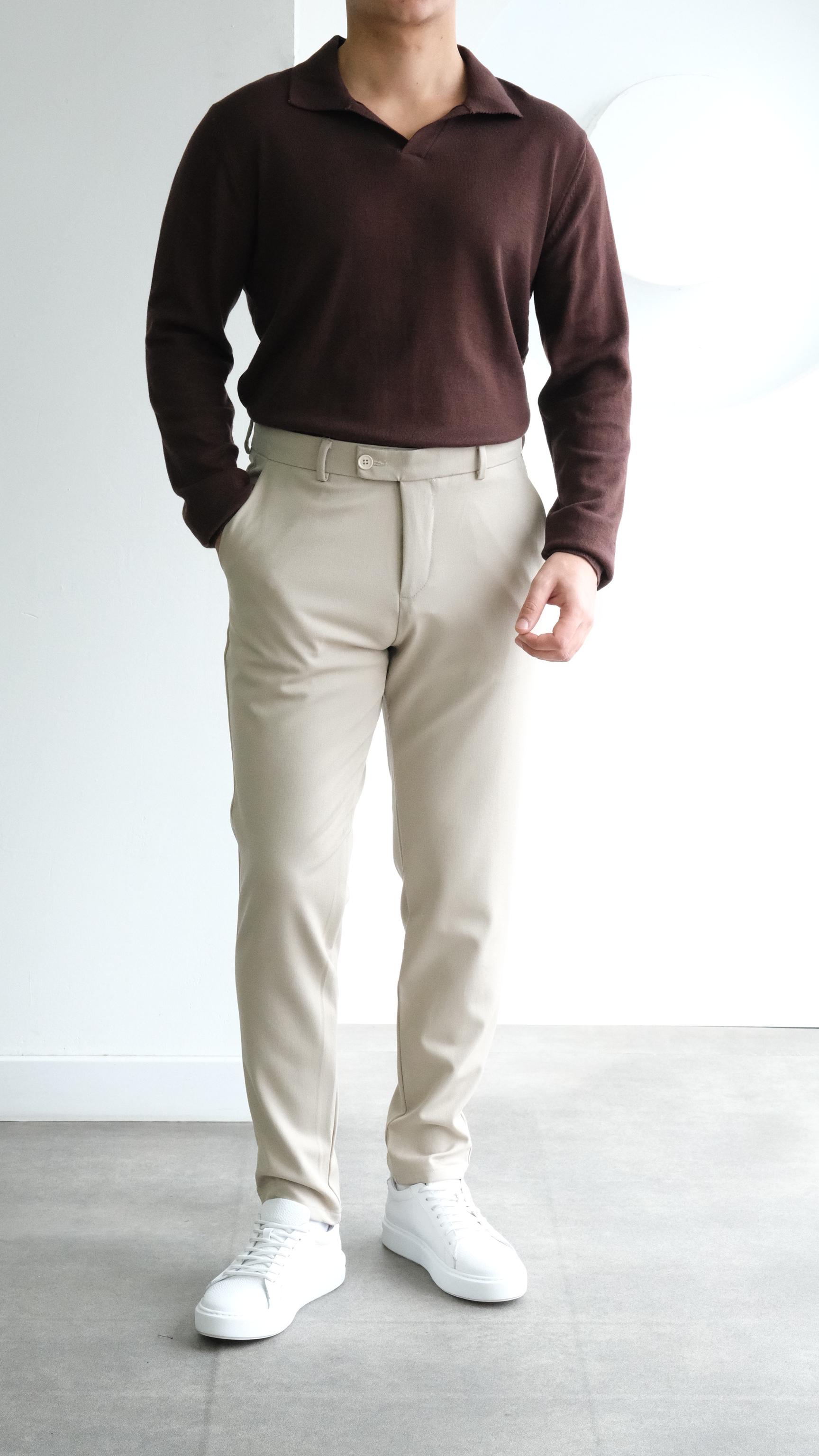 Kahve Apaş Yaka Triko