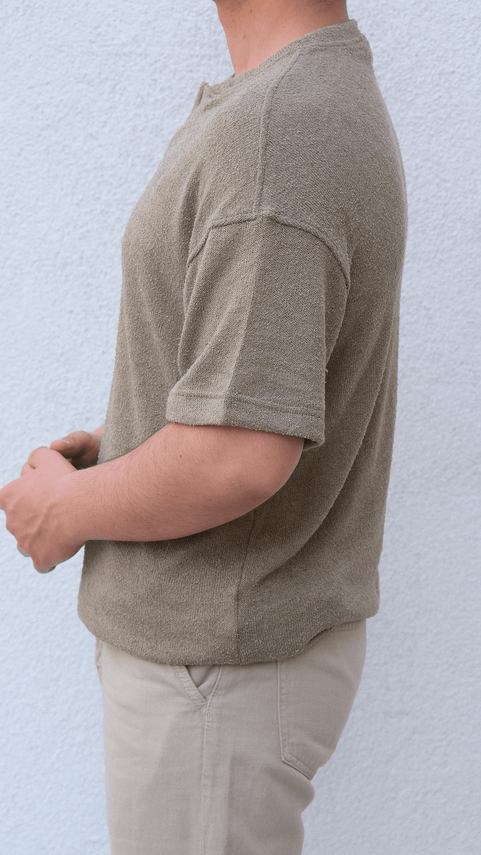 Haki Dokulu Örme Tshirt