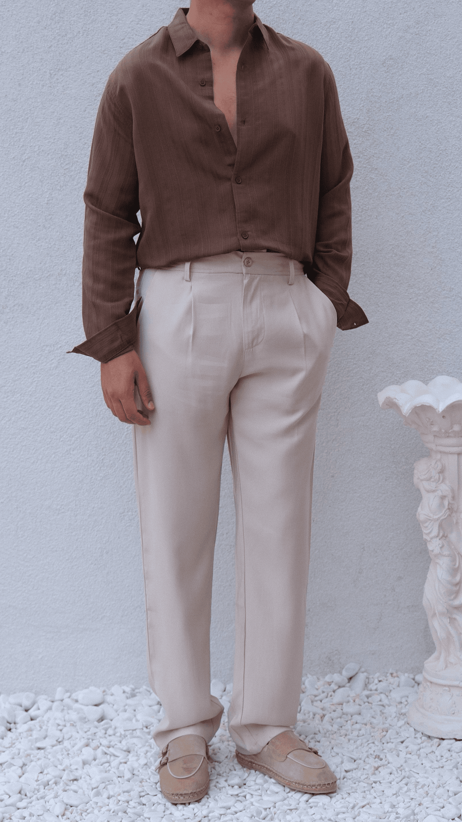 Bej Modal Baggy Kesim Pantolon