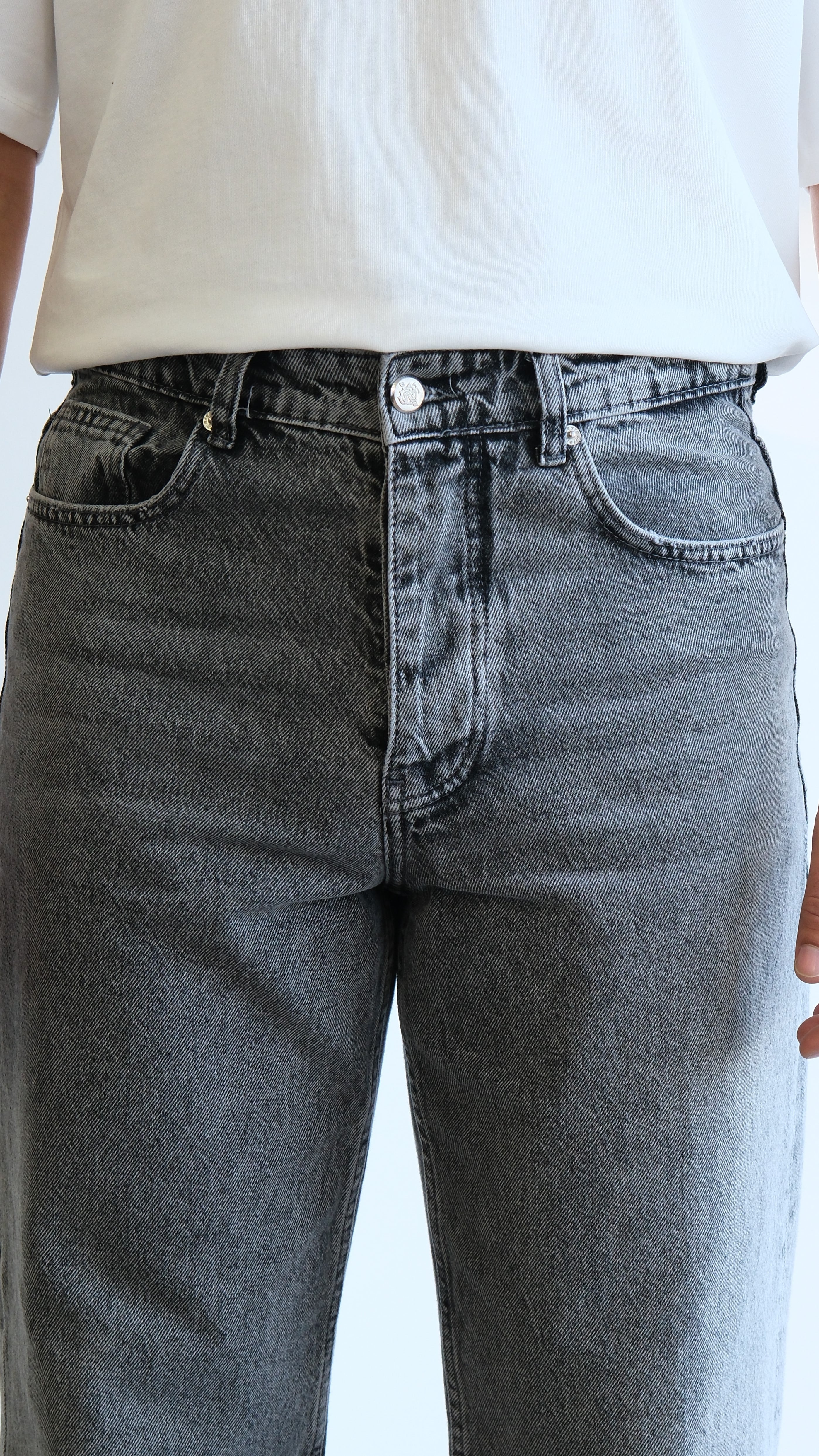 Gri Yıkama Efektli Regular Jean Pantolon