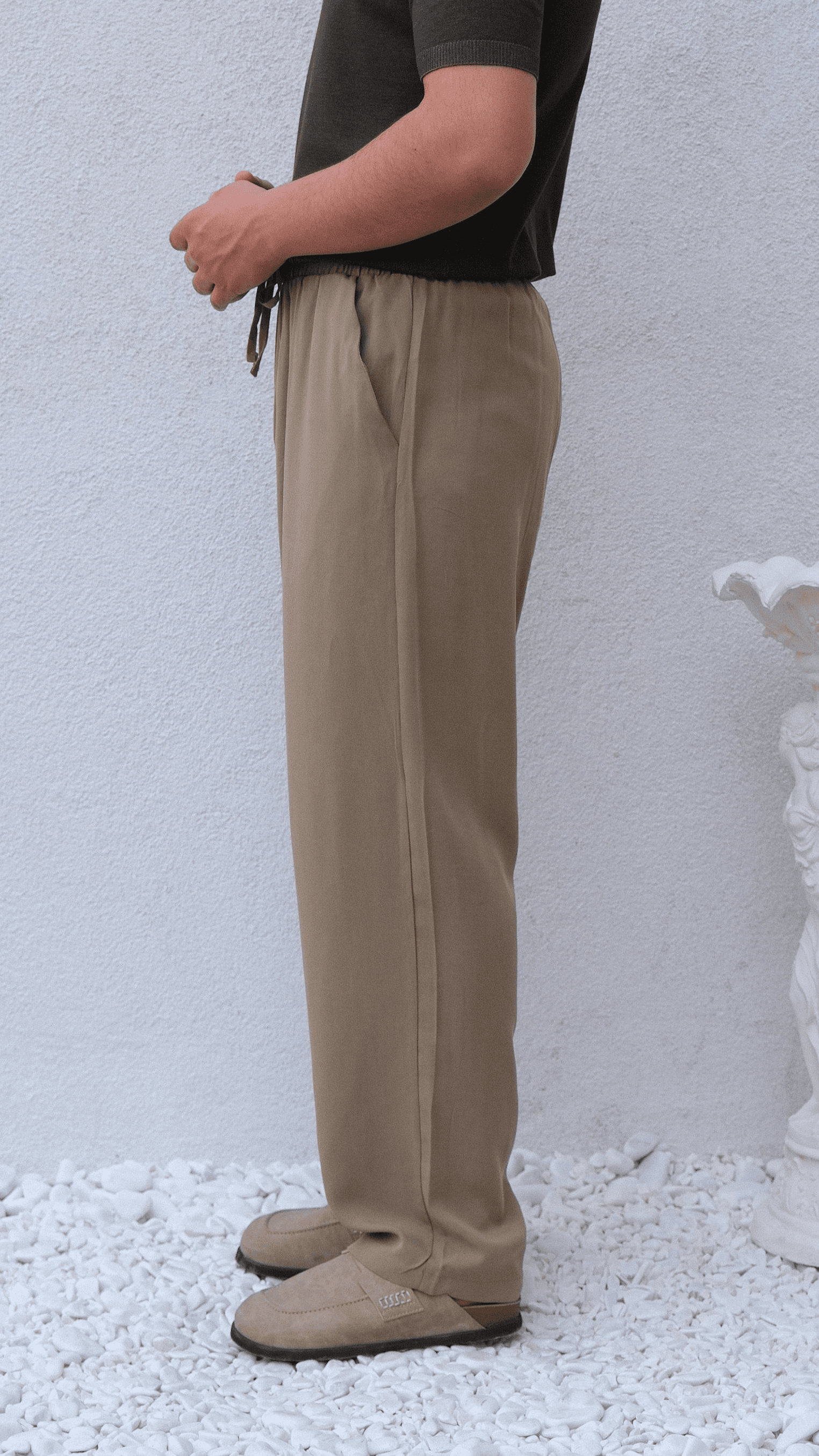 Haki Modal Kumaş Baggy Pantolon