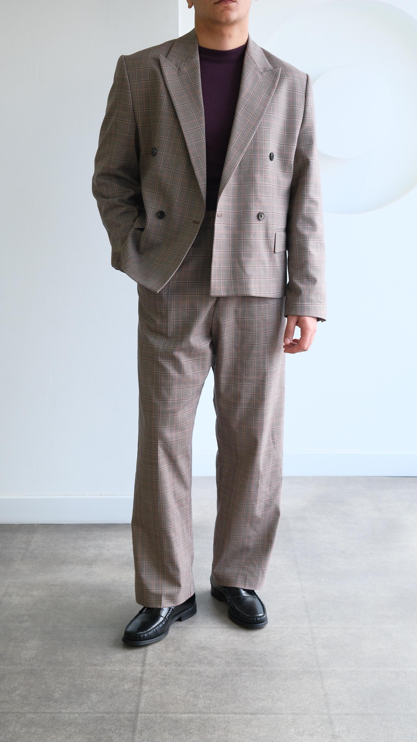 Kahve Ekose Desenli RelaX Crop Fıt Takım Elbise