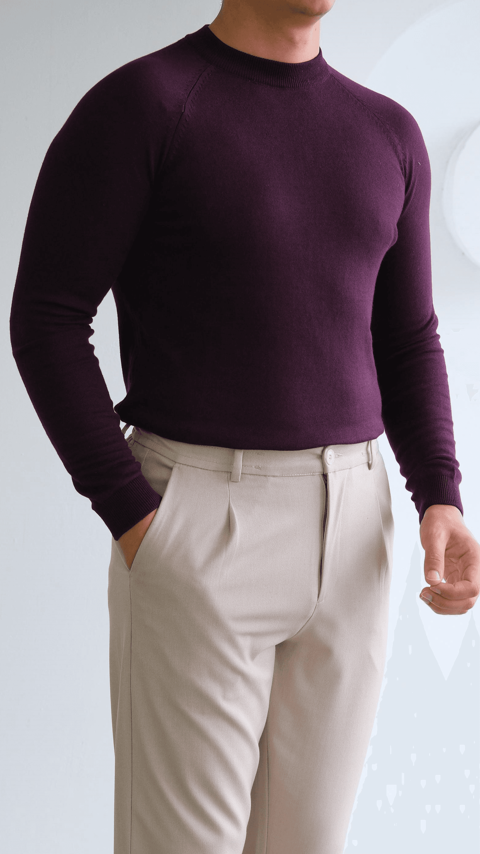 Bordo Premium Yarım Boğazlı Triko