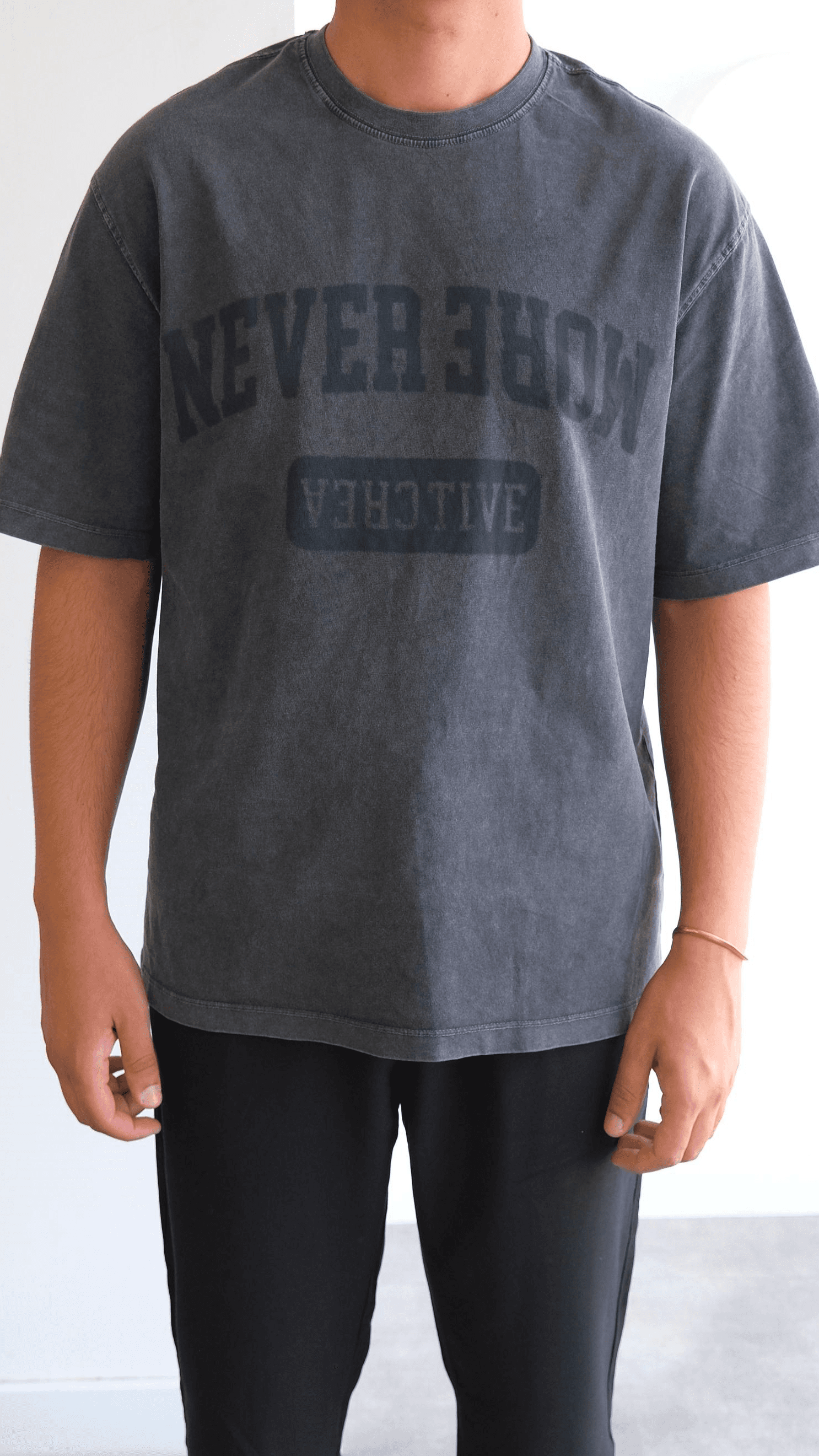 Antrasit Yıkamalı Baskılı Tshirt