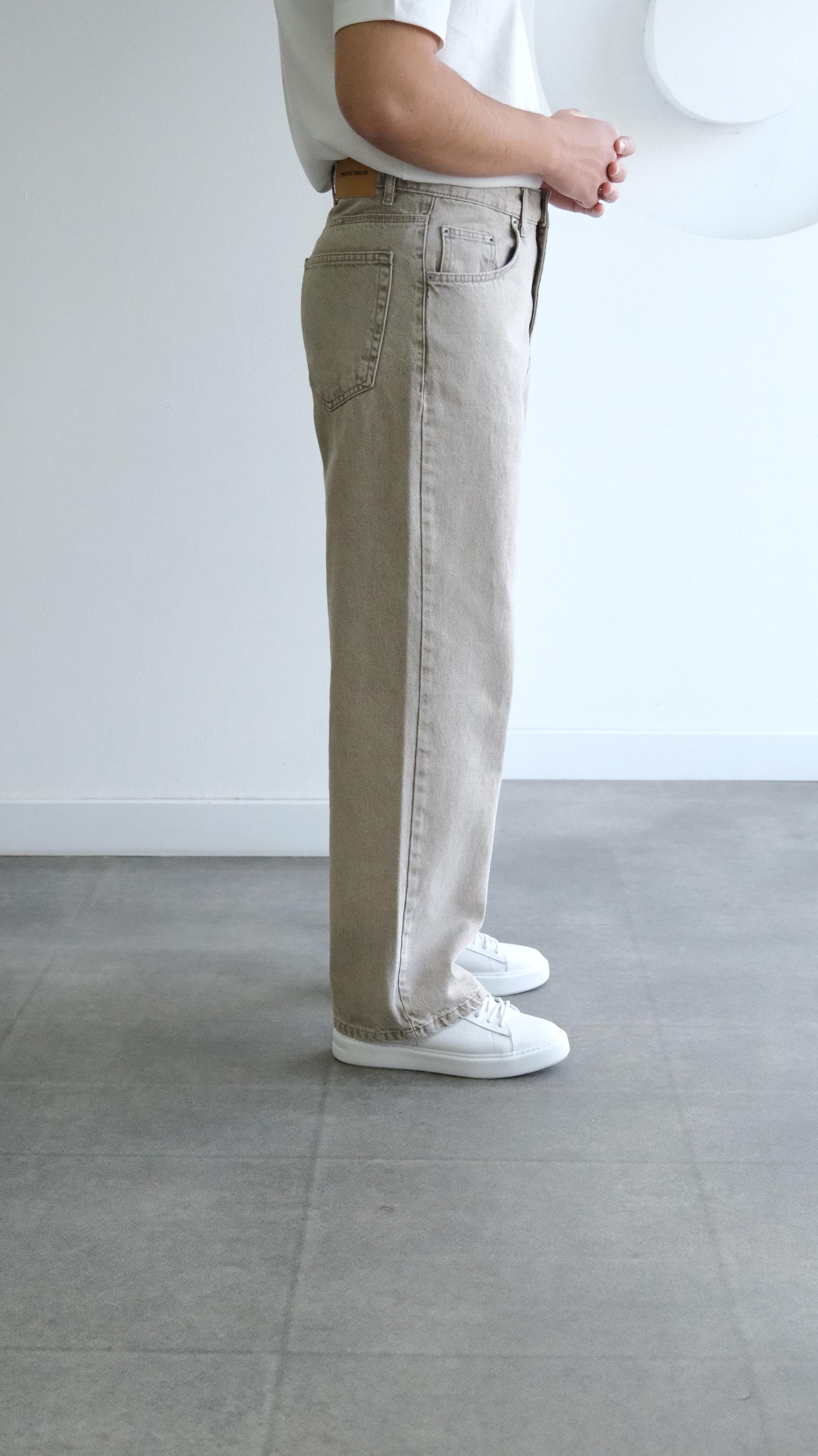 Bej Baggy Jean Pantolon