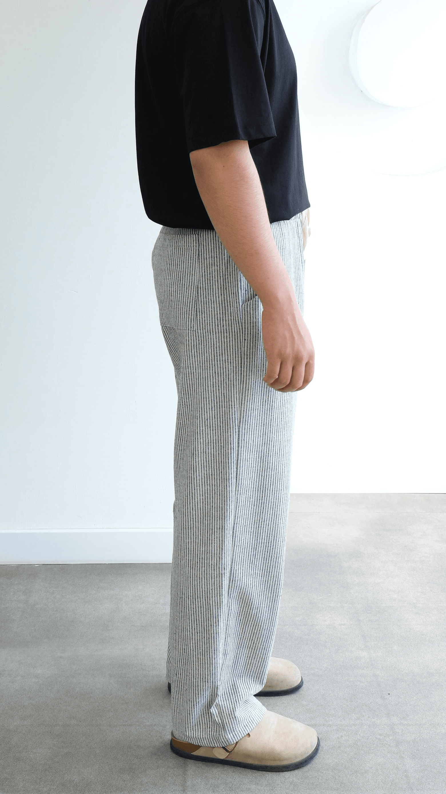Çizgili Baggy Örme Pantolon