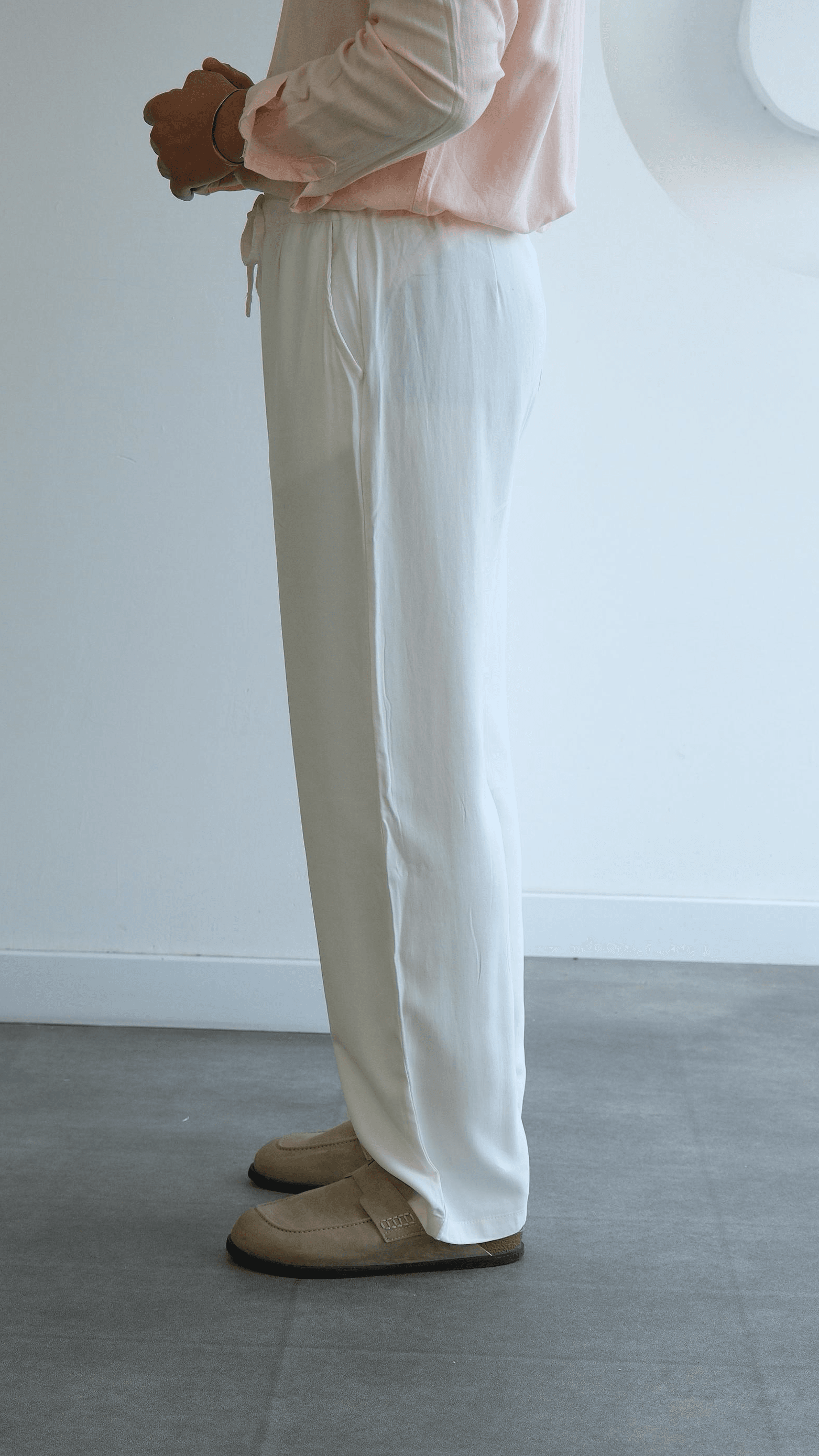 Beyaz Baggy Modal Pantolon