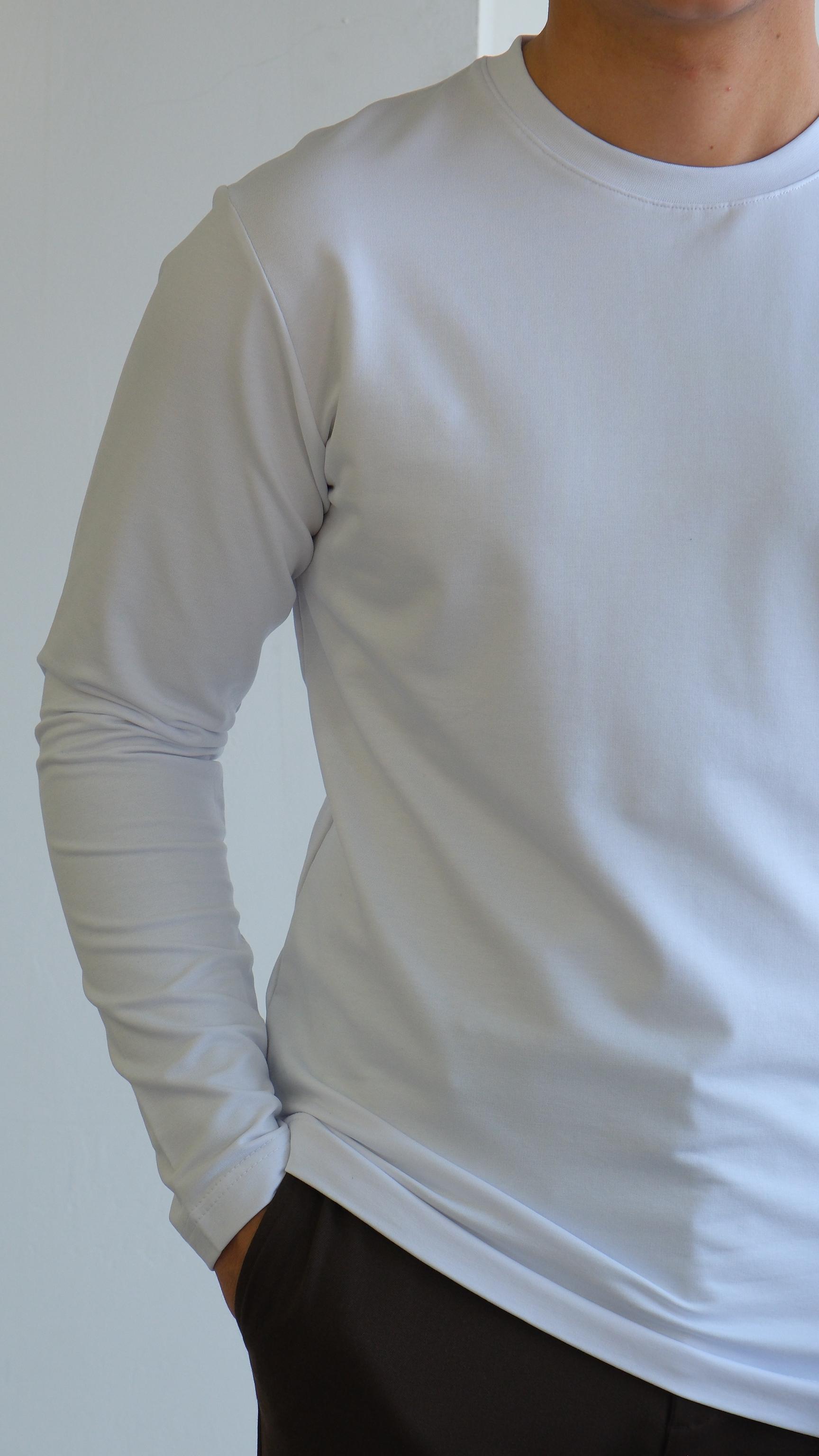 Beyaz Uzunkol Basic Tshirt