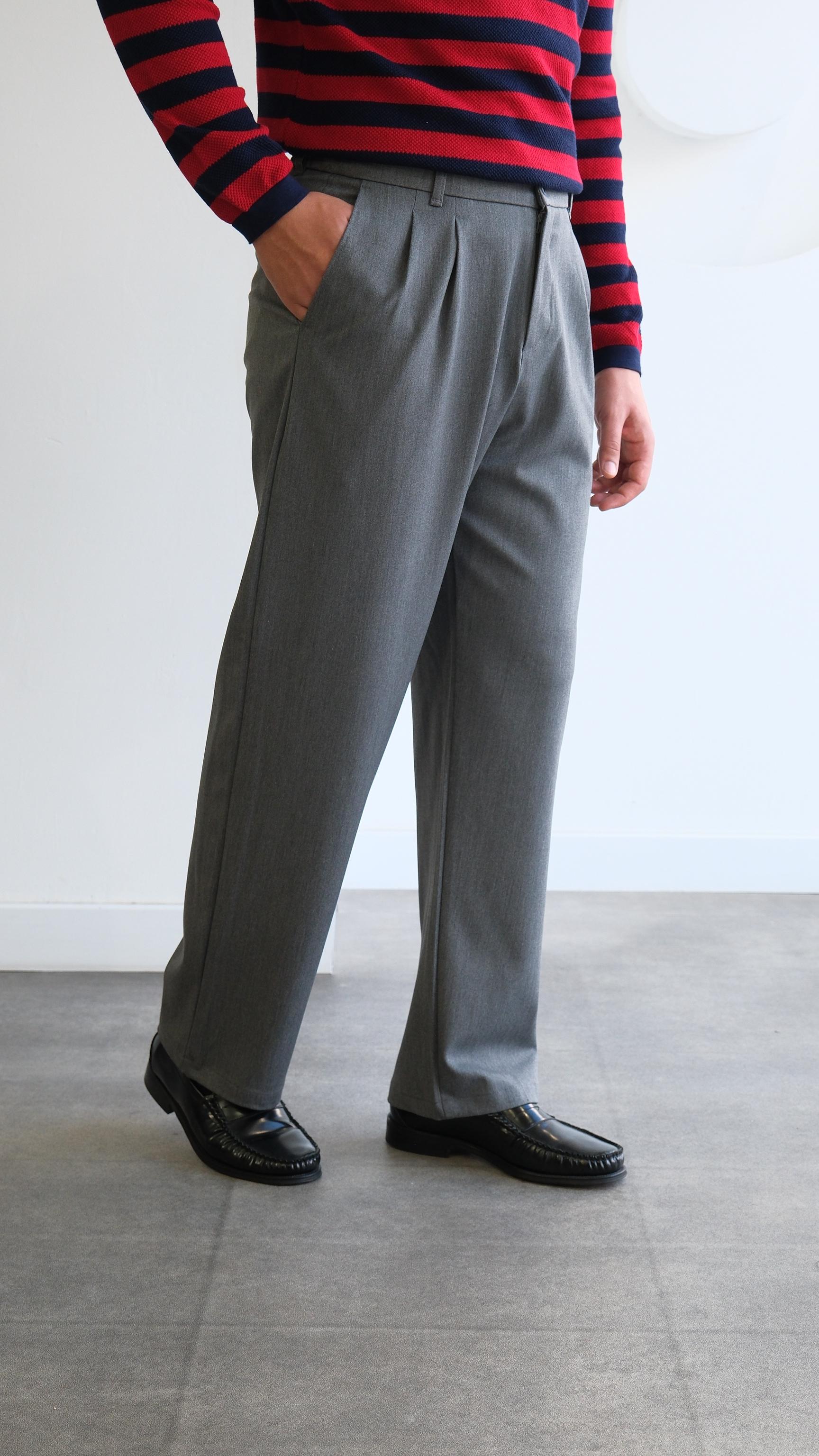 Antrasit Pileli Baggy Kumaş Pantolon