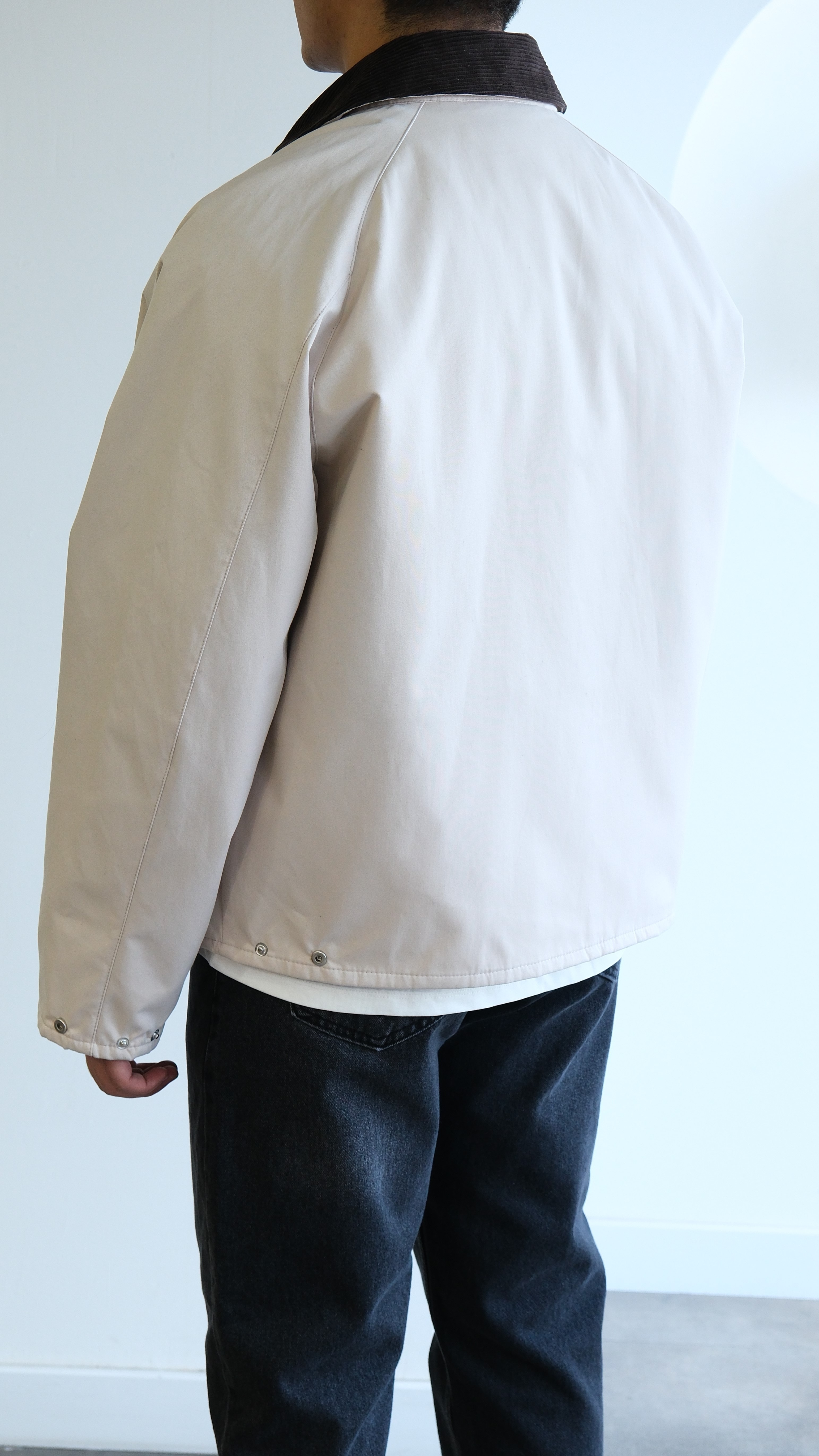 Kontrast Yaka Ekru Teknik Ceket