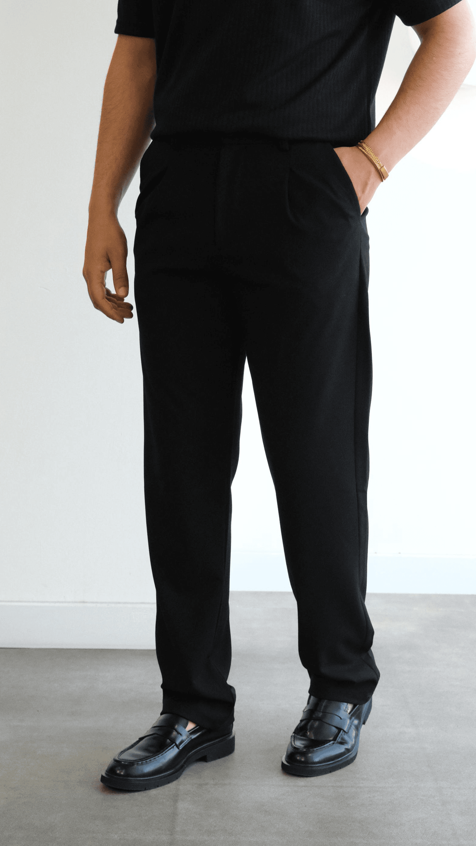 Siyah Straight Fit Kumaş Pantolon
