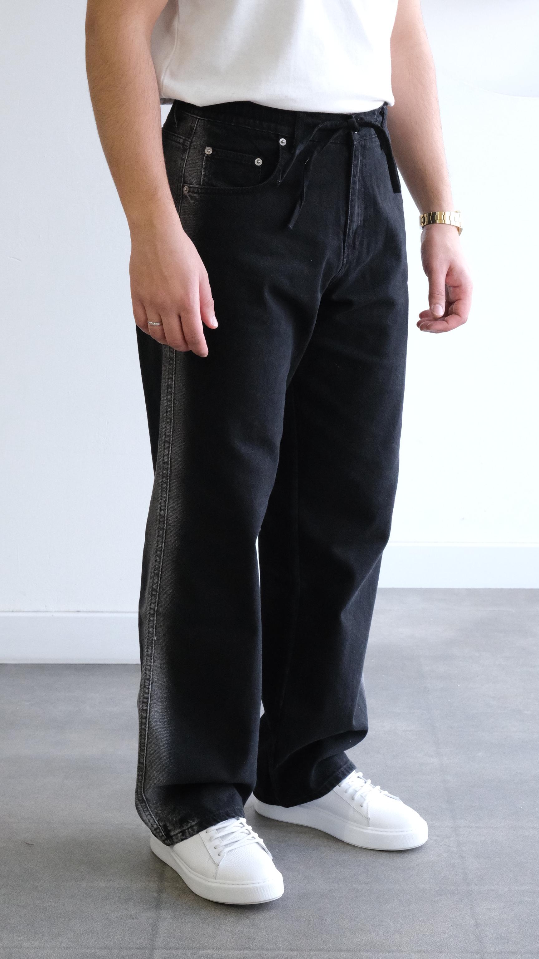 Siyah Yıkamalı Baggy Jean Pantolon