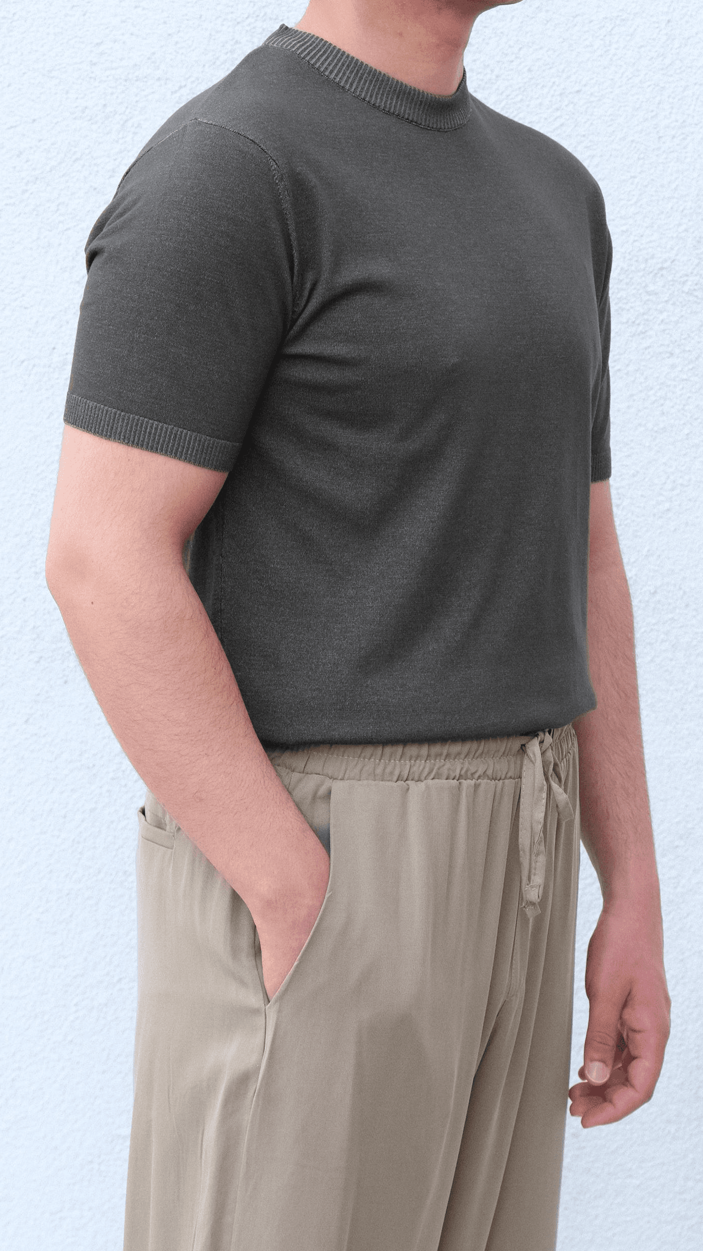Haki Bisiklet Yaka Triko Tshirt