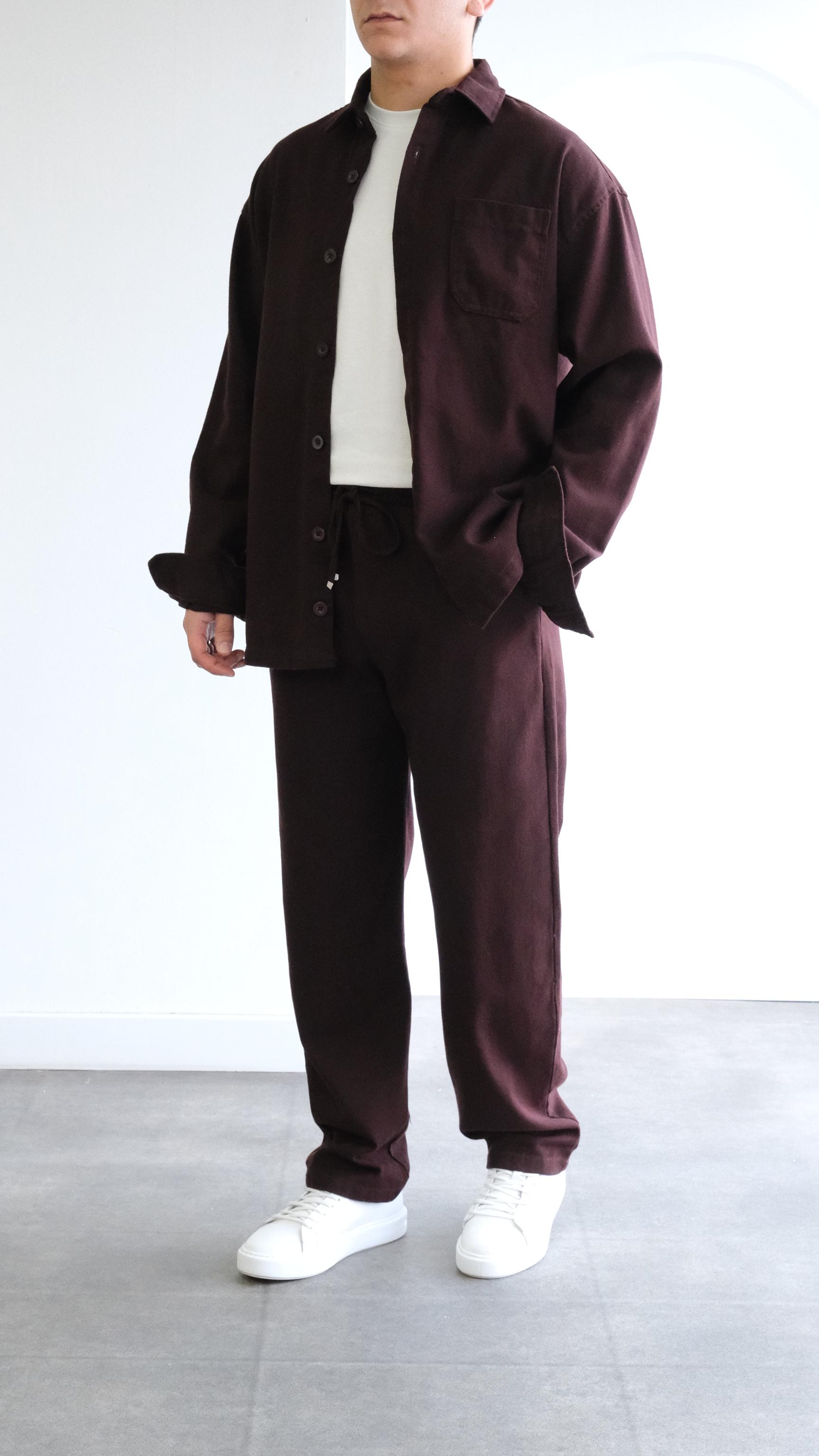 Acı Kahve Gabardin Oversize Gömlek