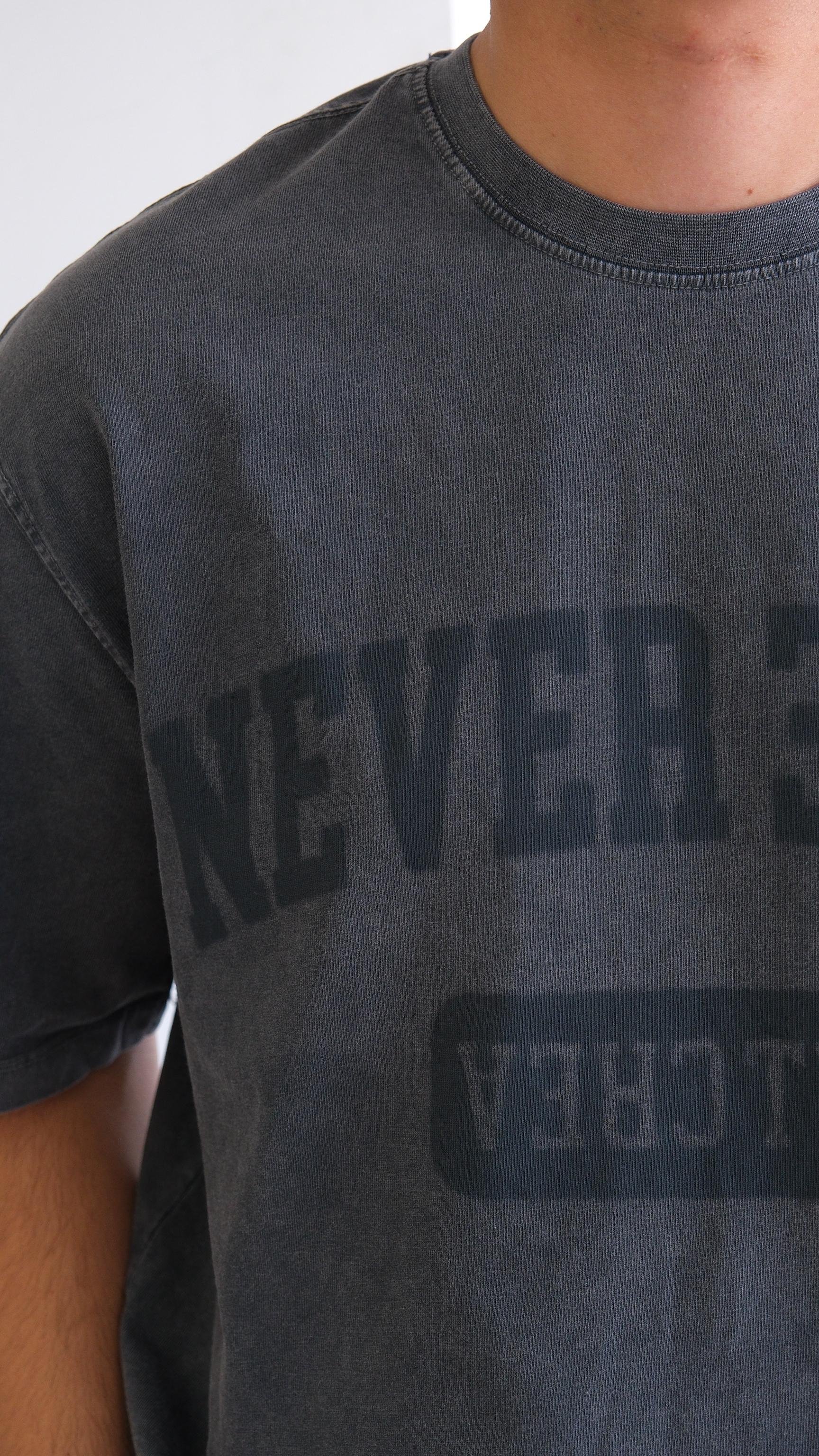 Antrasit Yıkamalı Baskılı Tshirt