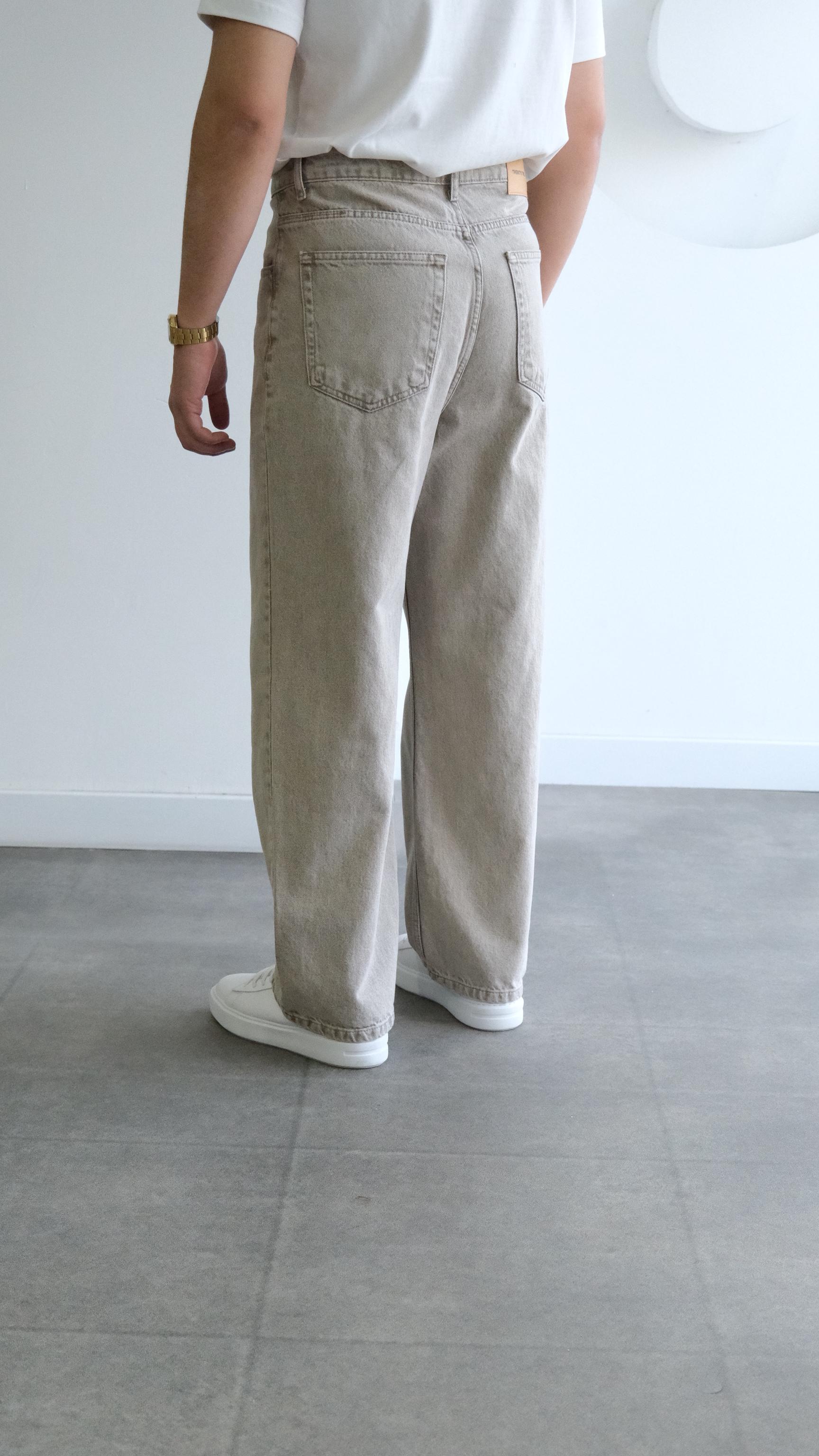 Bej Baggy Jean Pantolon