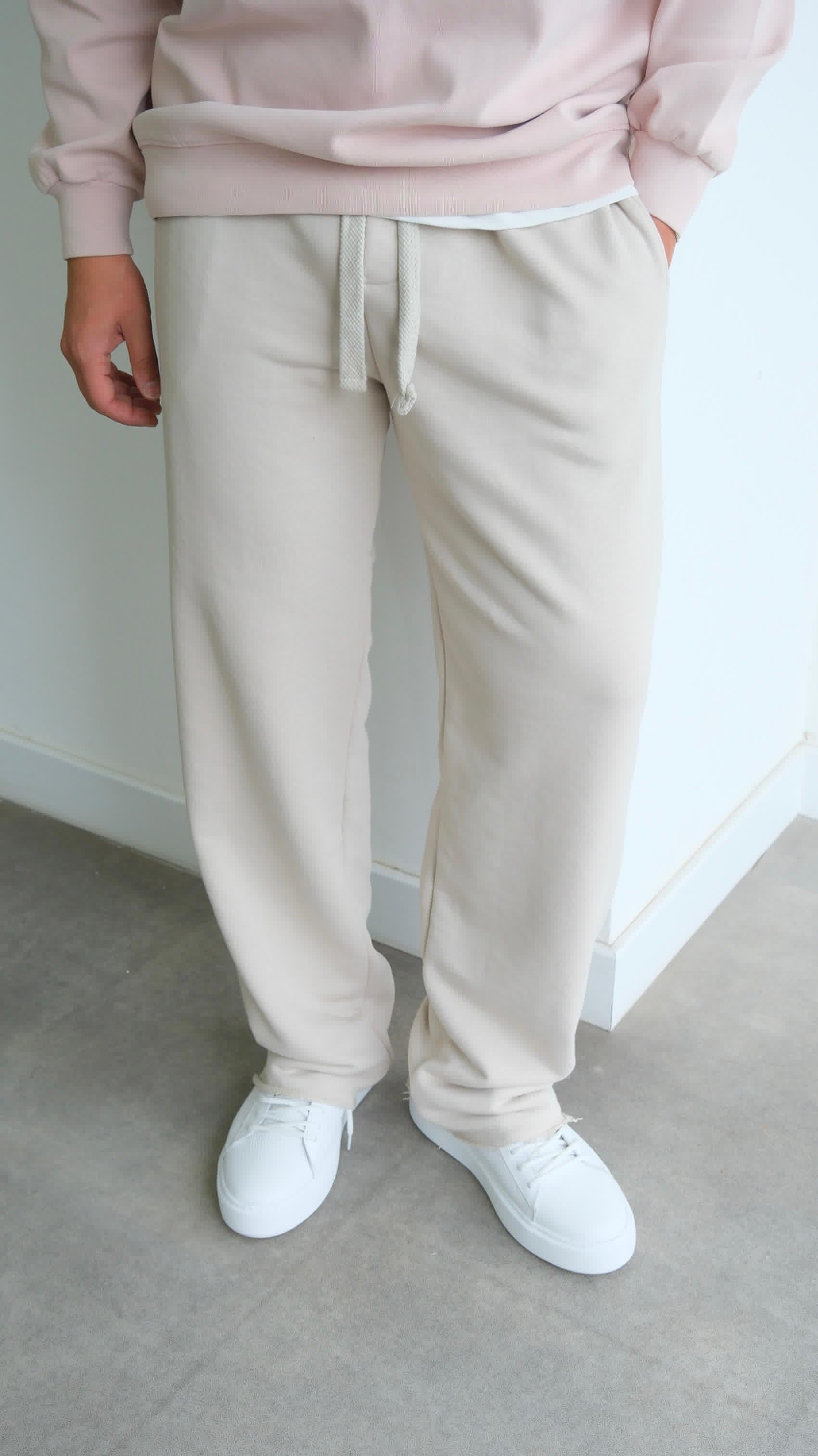 Bej Baggy Eşofman Altı