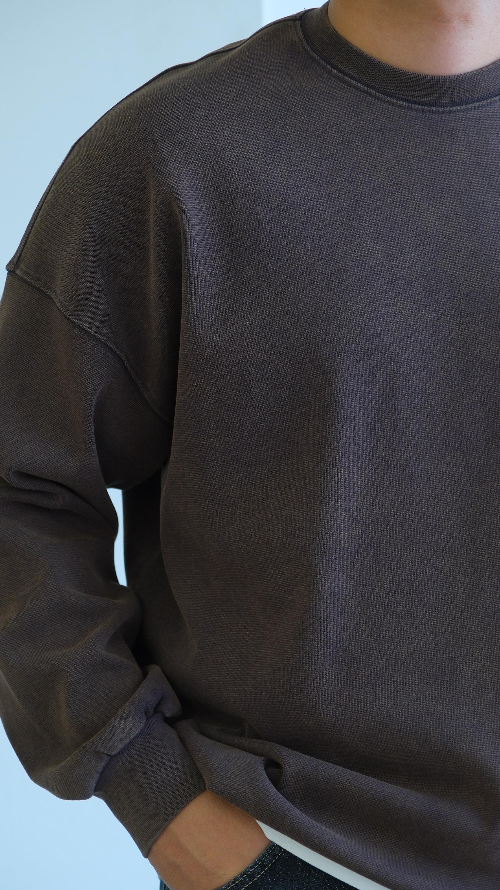 Kahve Yıkamalı Oversize Sweat