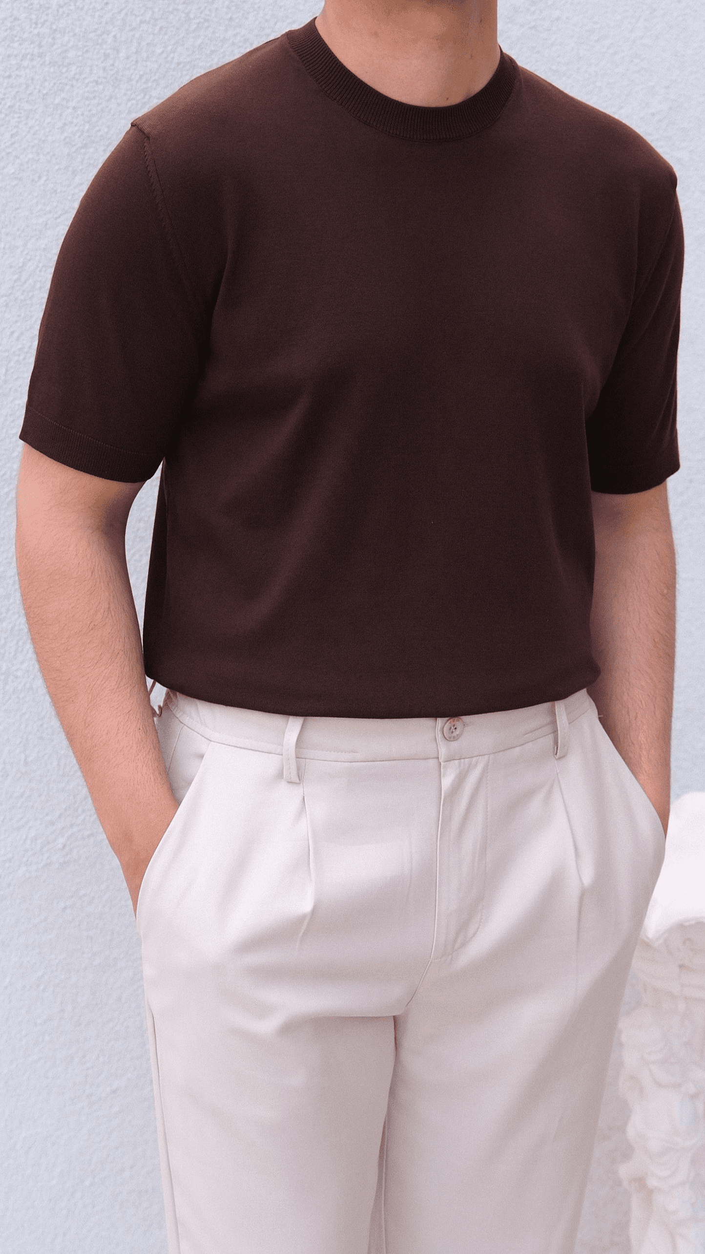 Acı Kahve Simit Yaka Triko Tshirt