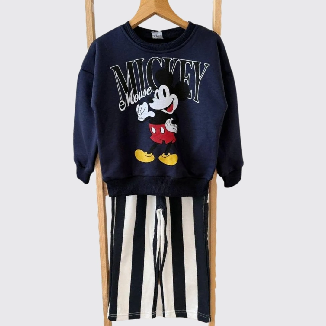 Bisiklet Yakalı Lacivert  İkili Çocuk Takım