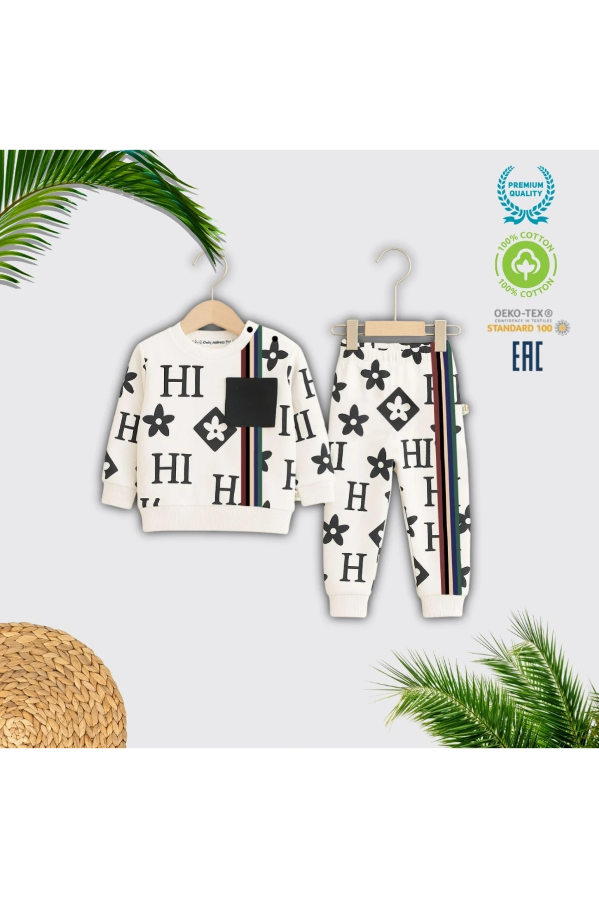 ERKEK BEBEK %100 PAMUKLU 3-18 AY BEYAZ RENK ITALIANO ALT ÜST TAKIM