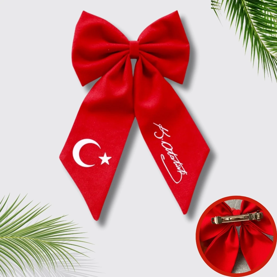 TÜRK BAYRAĞI VE ATATÜRK İMZALI KURDELE TOKA