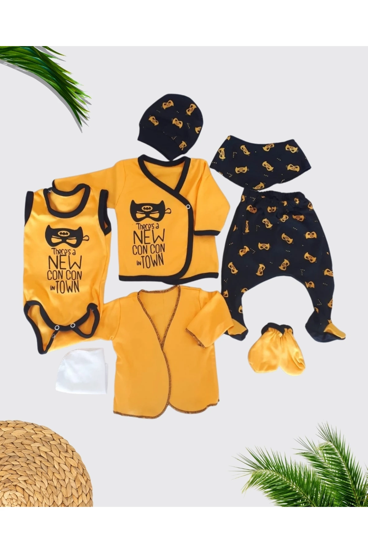 %100 0rganik Pamuklu 8'li Batwin Down Hastane Çıkışı Seti