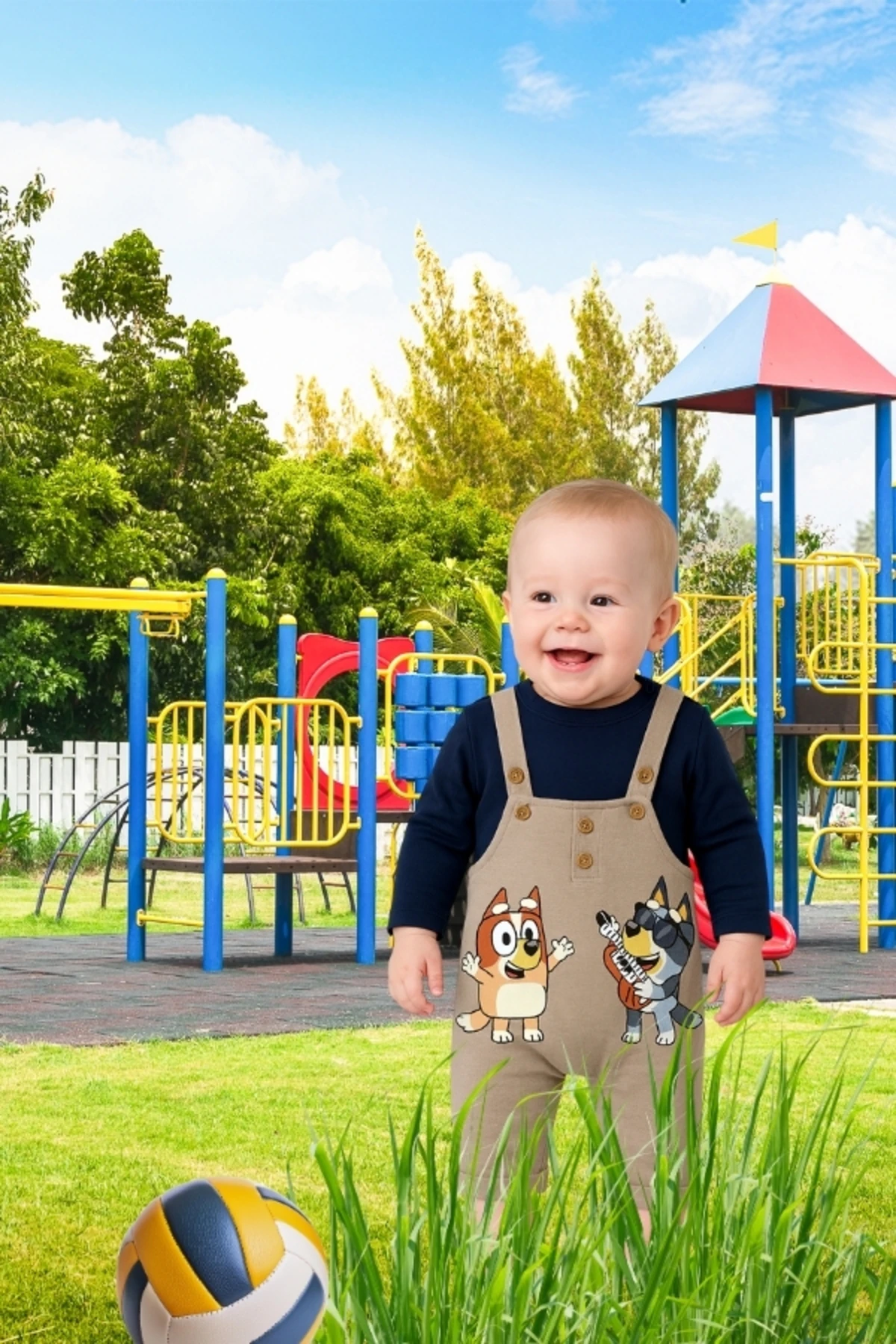 ERKEK BEBEK %100 PAMUKLU 3-18 AY SEVİMLİ KÖPEK BASKILI BEBEK TULUMU