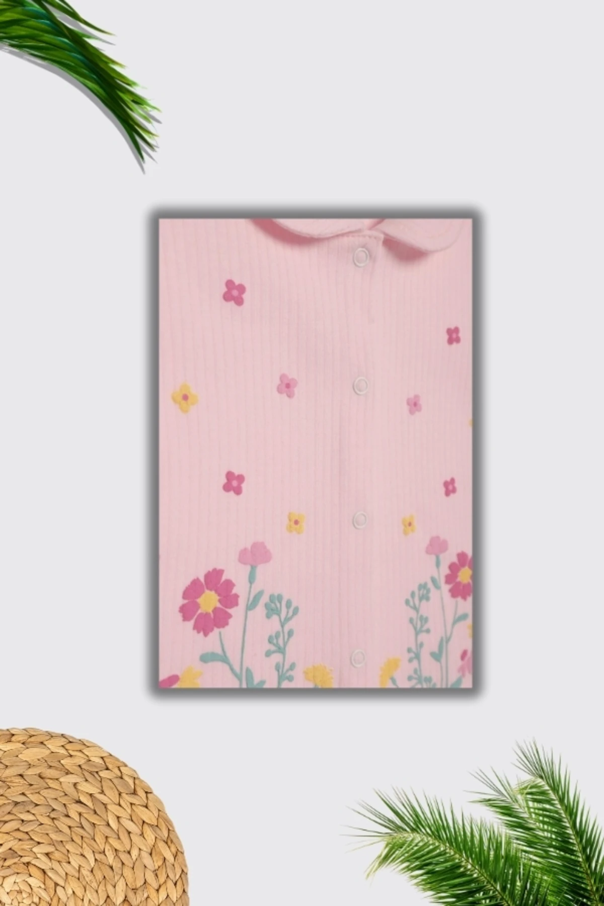 %100 Pamuklu Çiçekli Figürlü Kız Bebek Alt Üst Takım