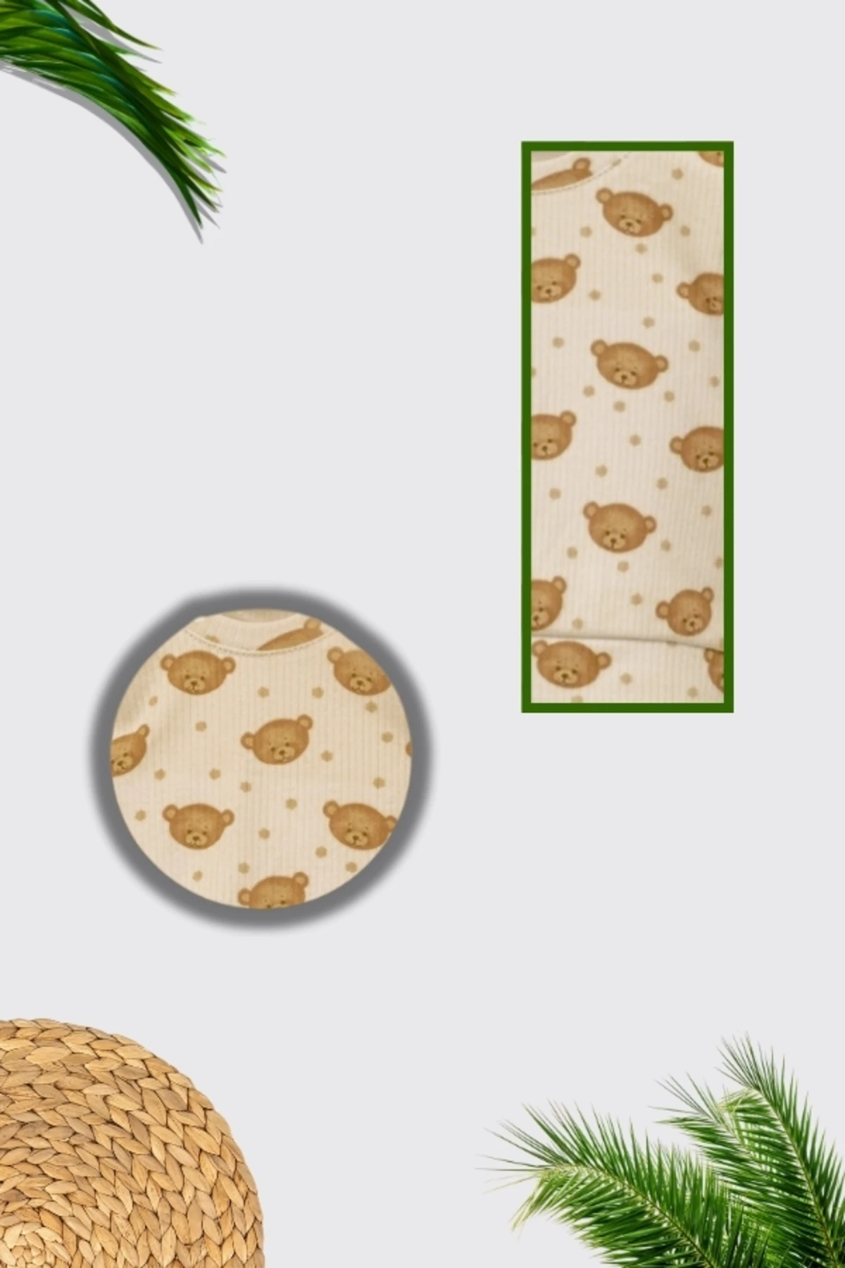 %100 Pamuklu Mini Ayıcık Figürlü Bebek Alt Üst Takım