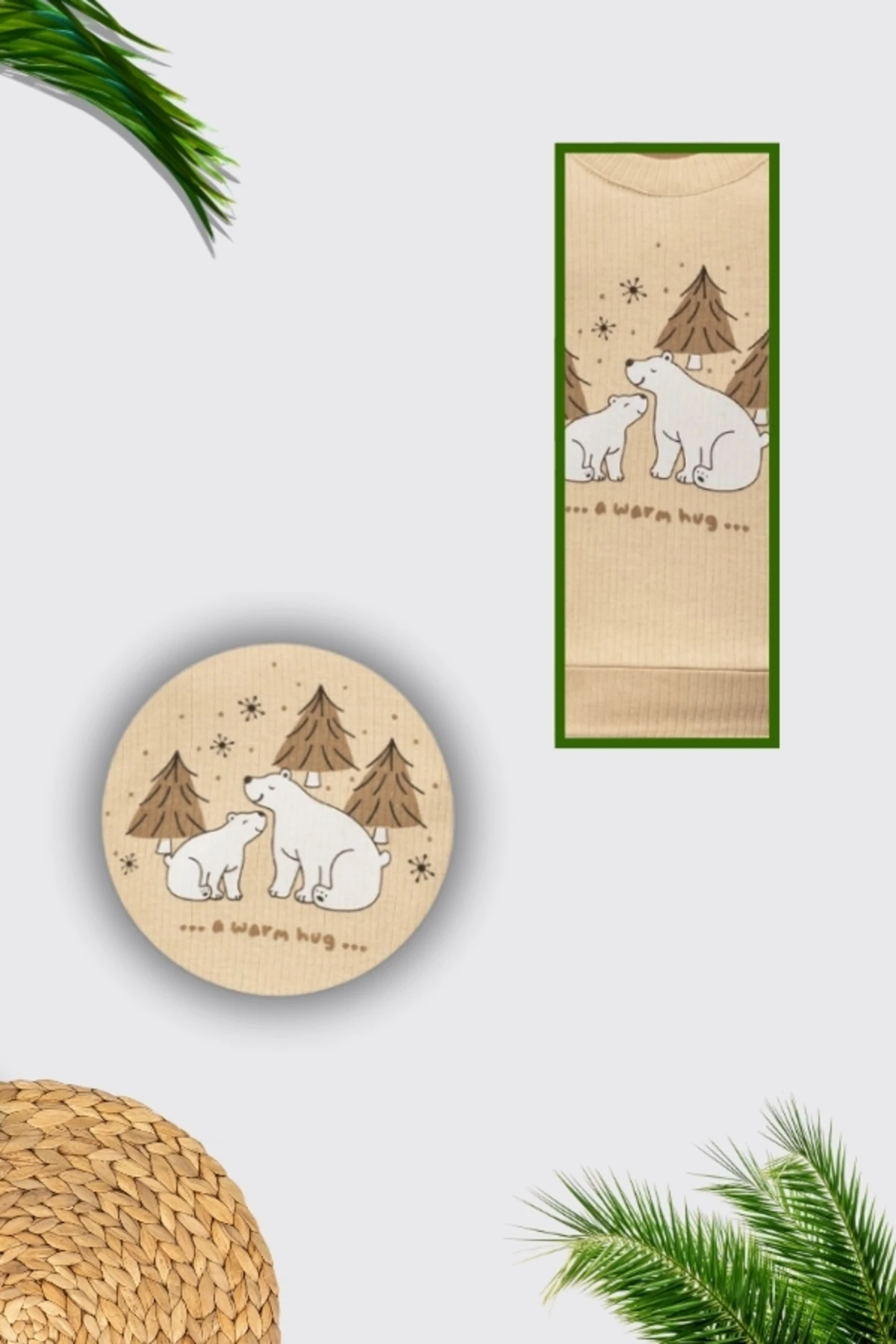 %100 Pamuklu Orman Ayıcıklı Figürlü Bebek Alt Üst Takım