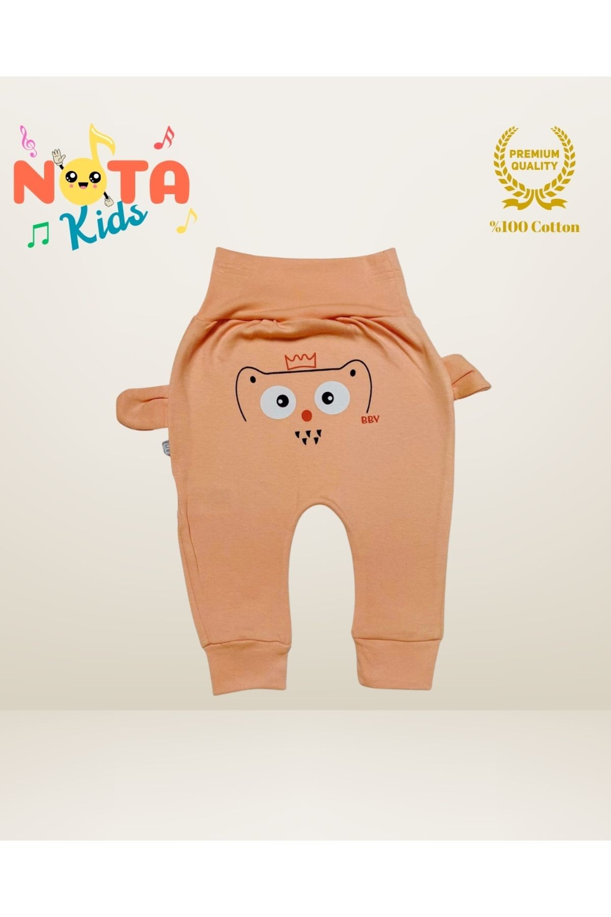 Kedi Figür Baskılı, Kulaklı, %100 Pamuk Patiksiz Tek Alt Pijama
