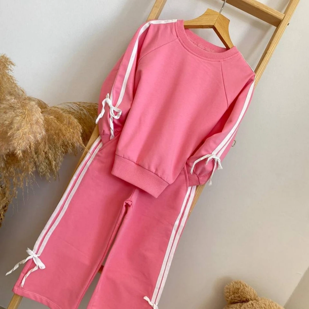 FİYONKLU PEMBE KIZ ÇOCUK TAKIMI