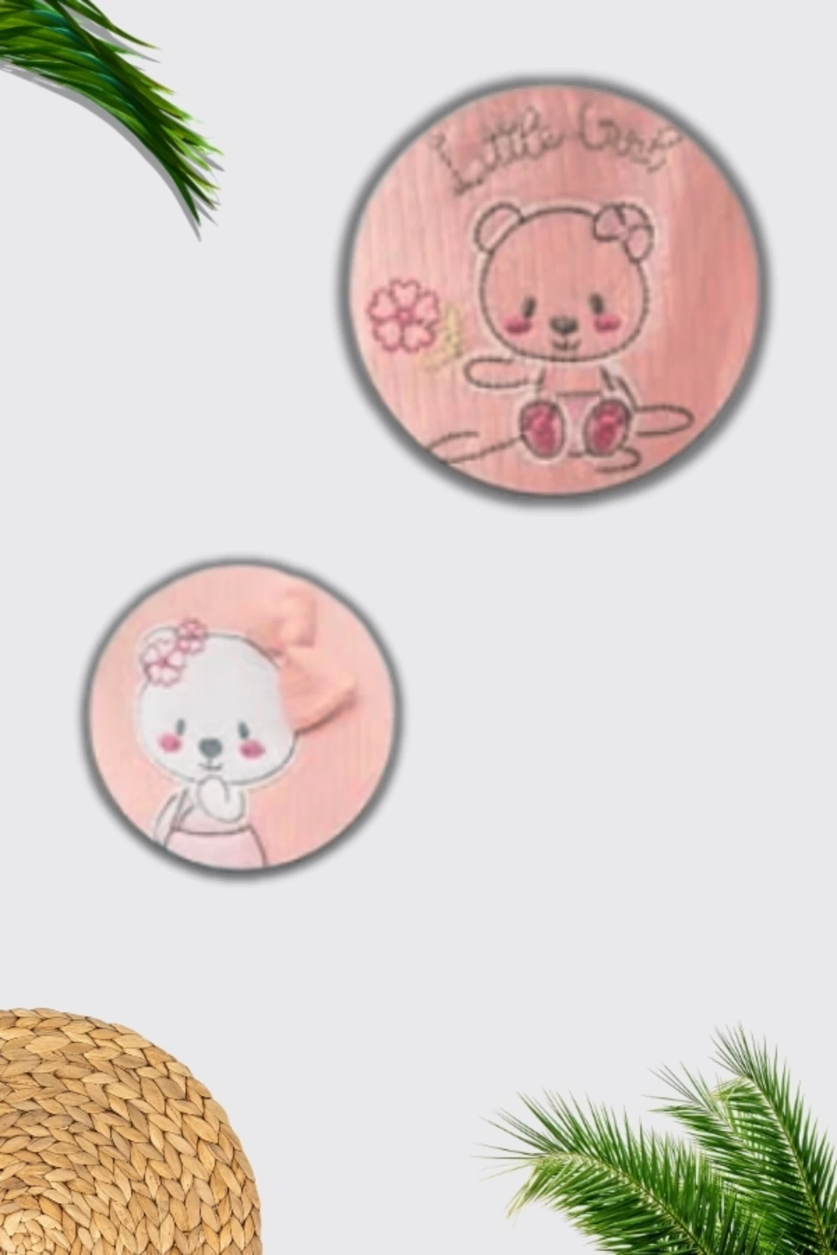 %100 Pamuklu Ayıcık Figürlü Kız Bebek Alt Üst Takım