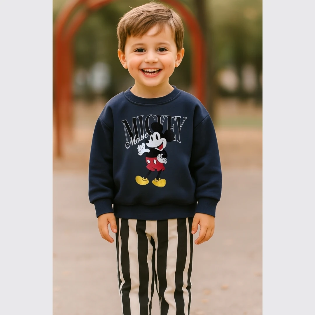 Bisiklet Yakalı Lacivert  İkili Çocuk Takım