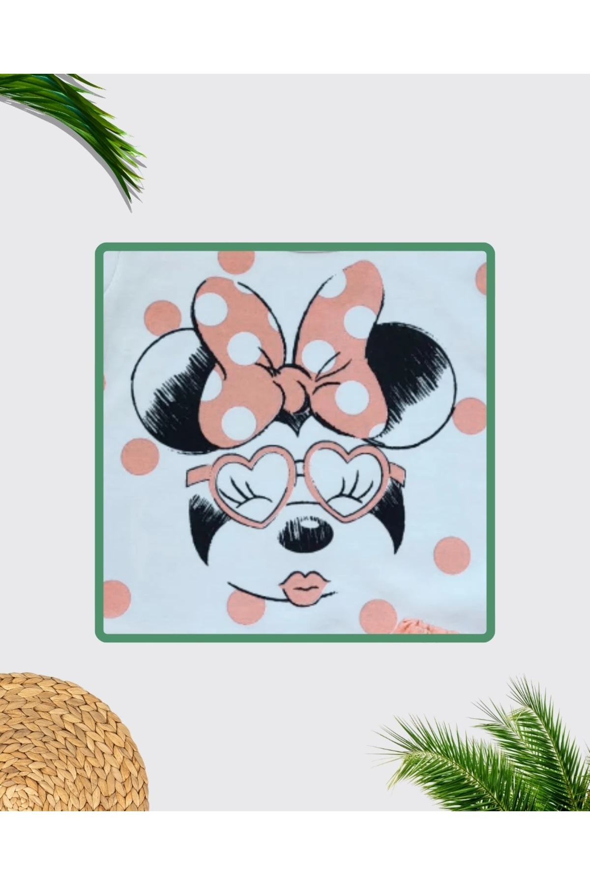 Sevimli Fare Baskılı Kız Bebek T-shirt Şort Takım