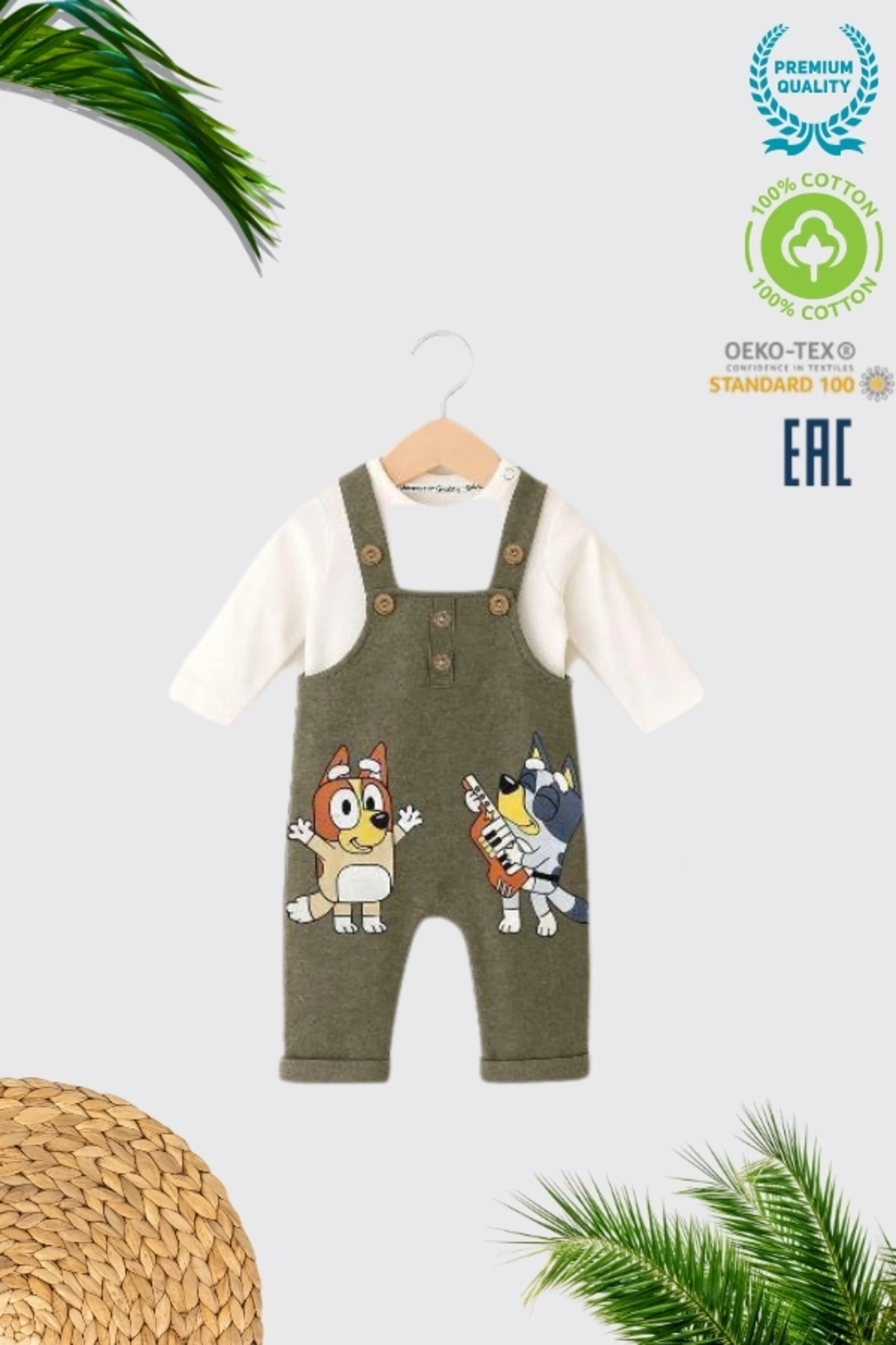 ERKEK BEBEK %100 PAMUKLU 3-18 AY SEVİMLİ KÖPEK BASKILI BEBEK TULUMU