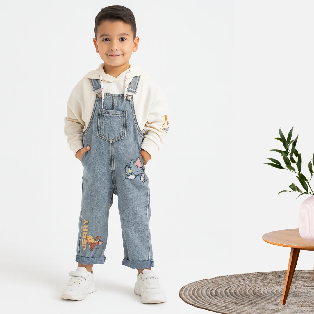 KAPŞONLU SWEATSHİRT VE KOT ERKEK ÇOCUK SALOPET